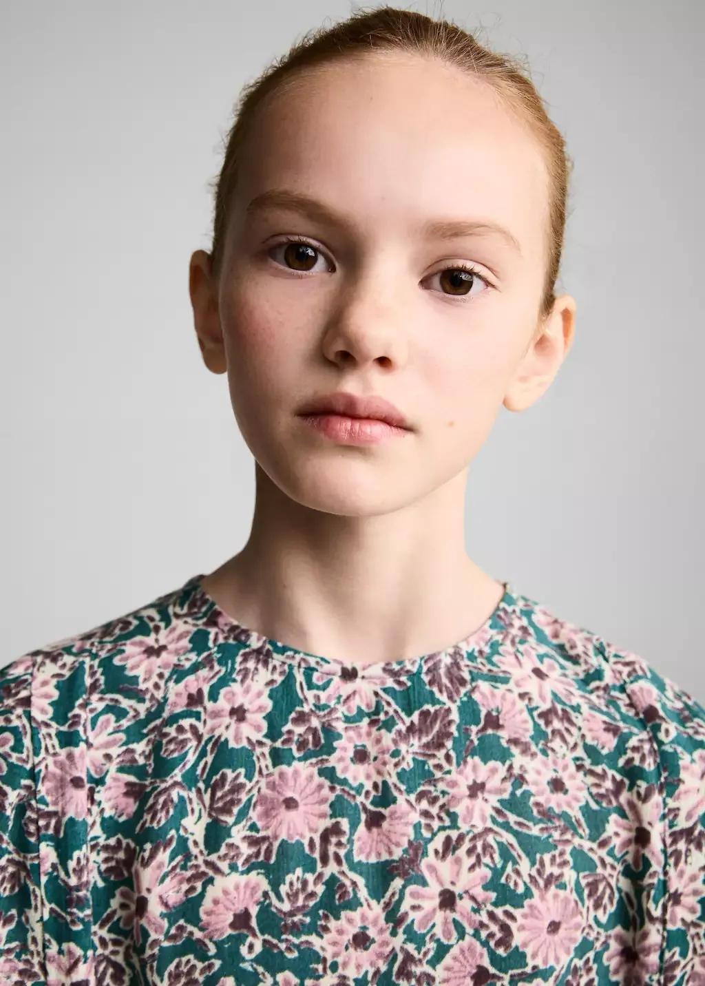 Pink Flower Print Dress, Kids Girl, , large image number 1