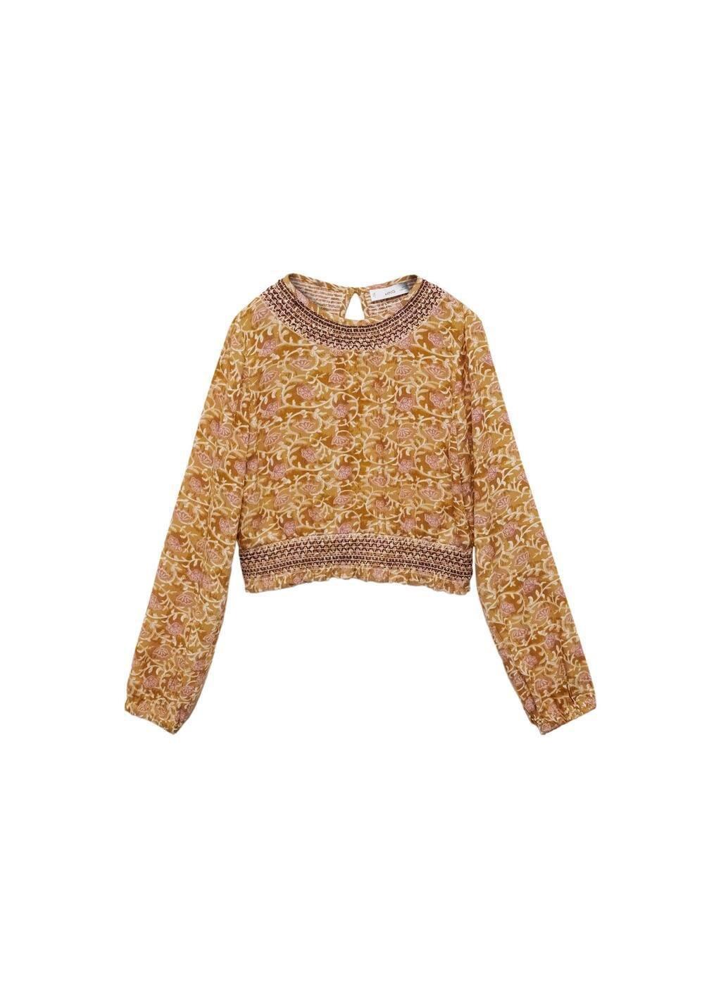 Yellow Flowy Printed Blouse, Kids Girl, , medium