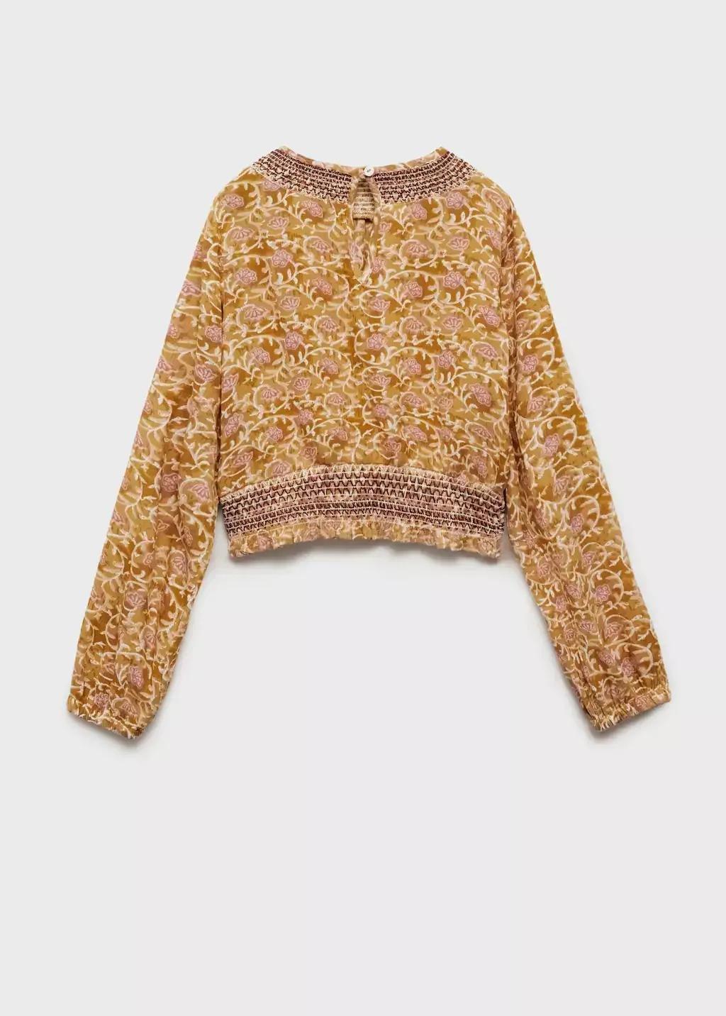 Yellow Flowy Printed Blouse, Kids Girl, , large image number 1