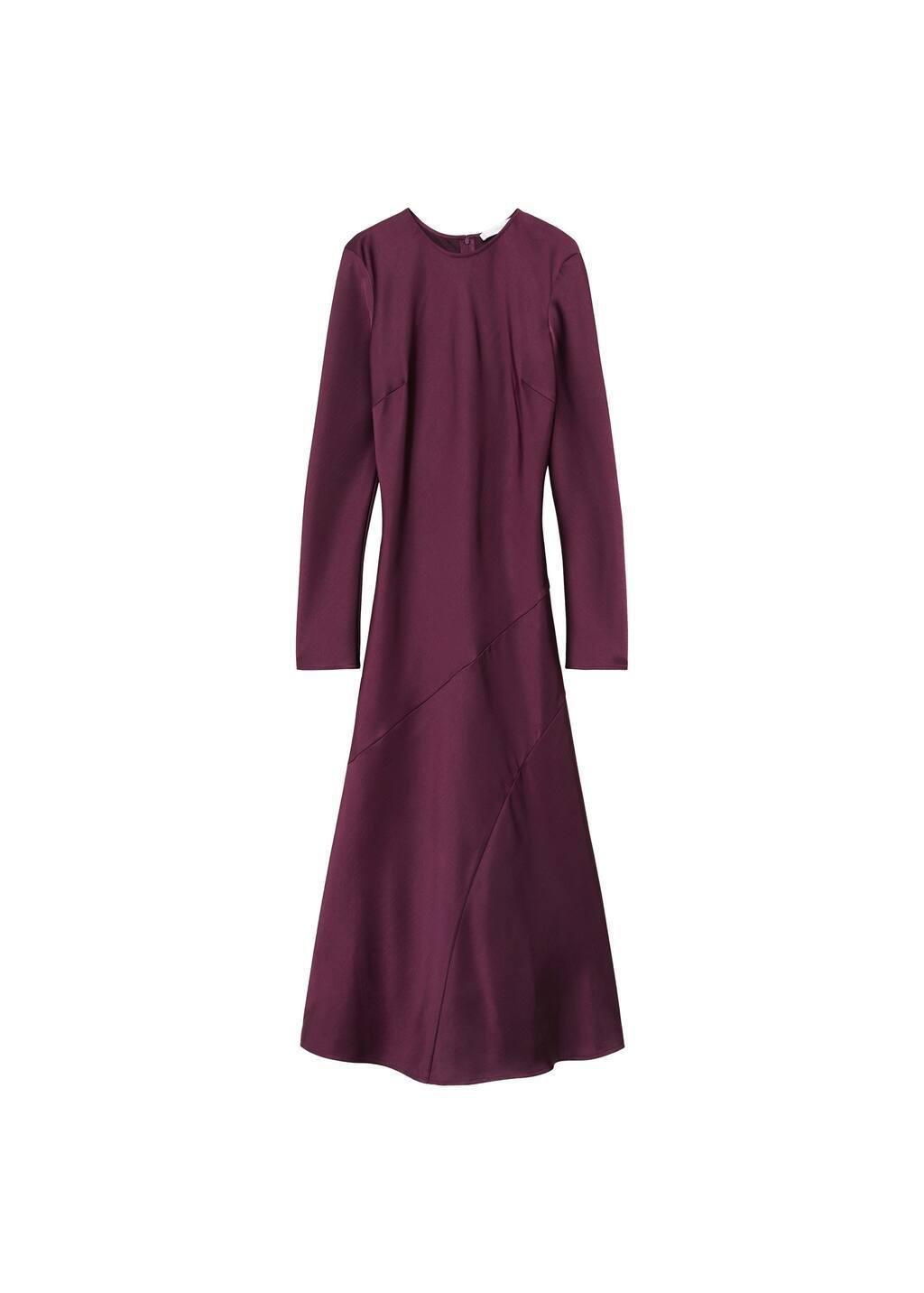 Red Satin Dress With Seam Detail, , large image number 3