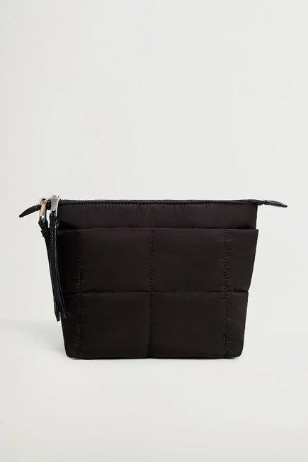 Black Quilted Cosmetic Bag, Women, , large image number 0