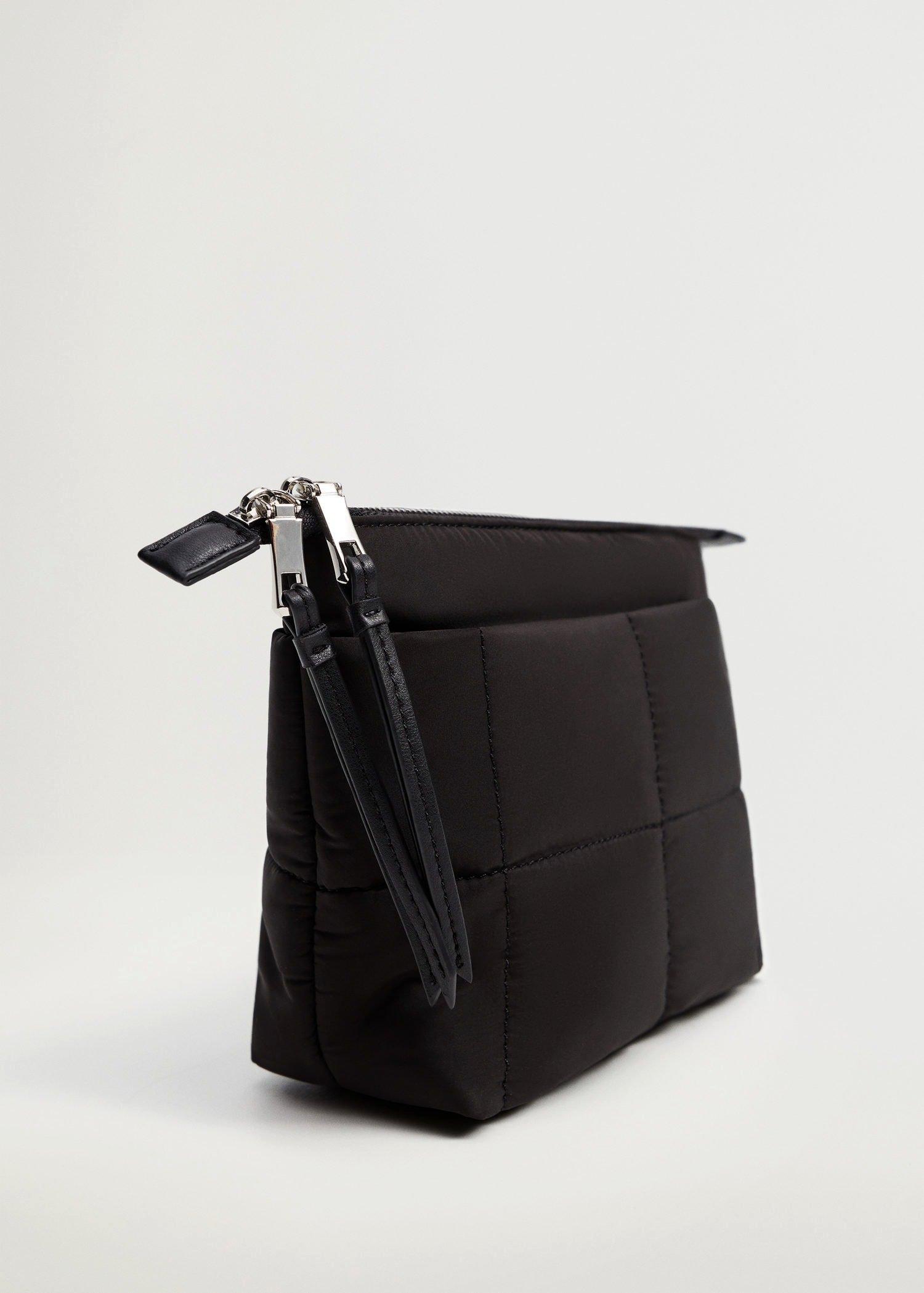 Black Quilted Cosmetic Bag, Women, , large image number 1