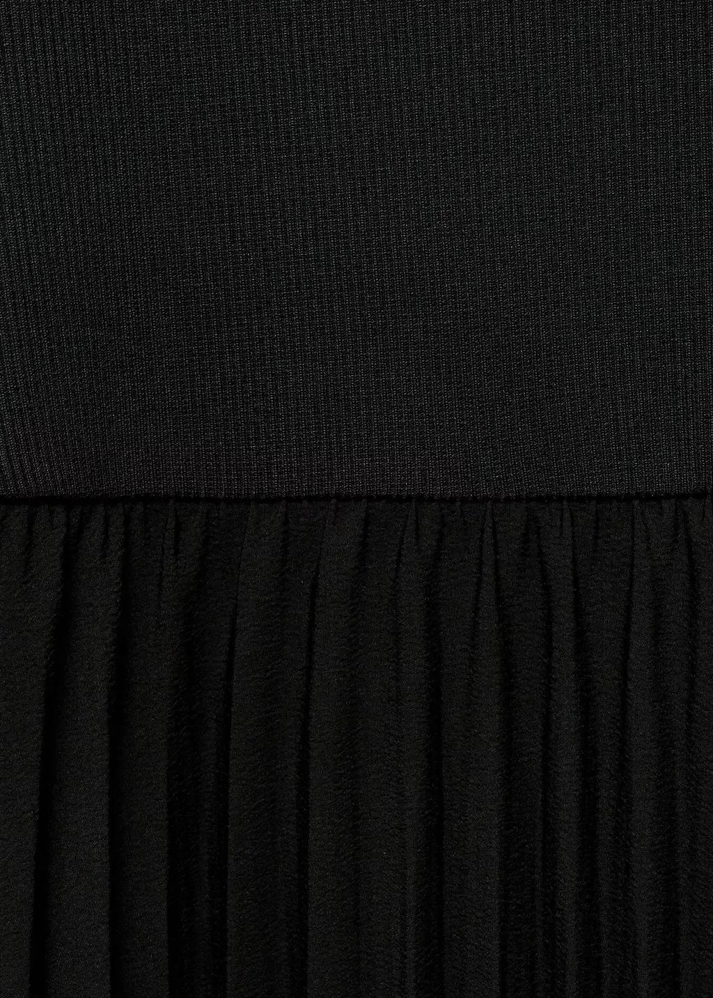 Black Pleated A-Line Dress, , large image number 2