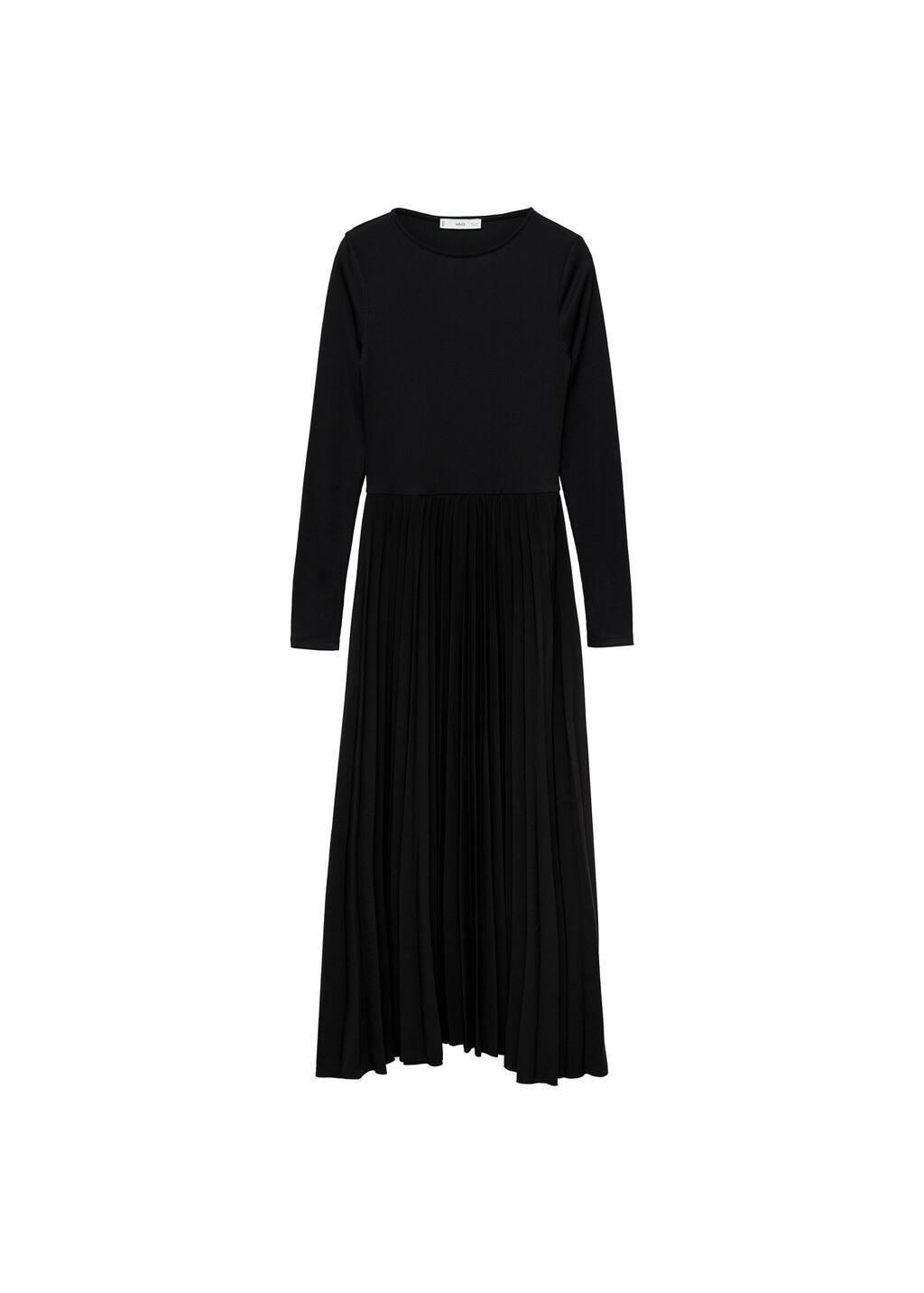 Black Pleated A-Line Dress, , large image number 4