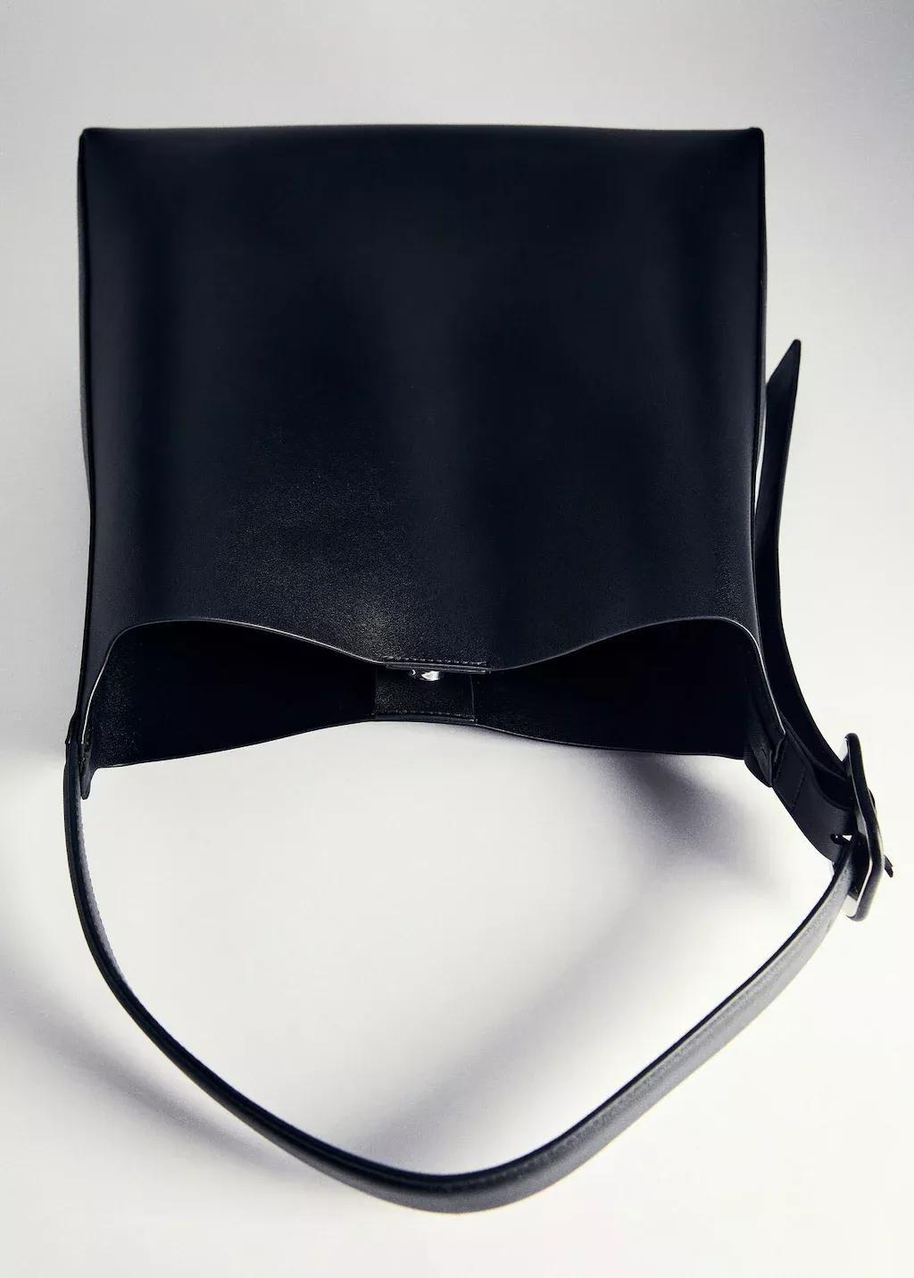 Black Shopper Bag With Buckle, Black, large image number 4