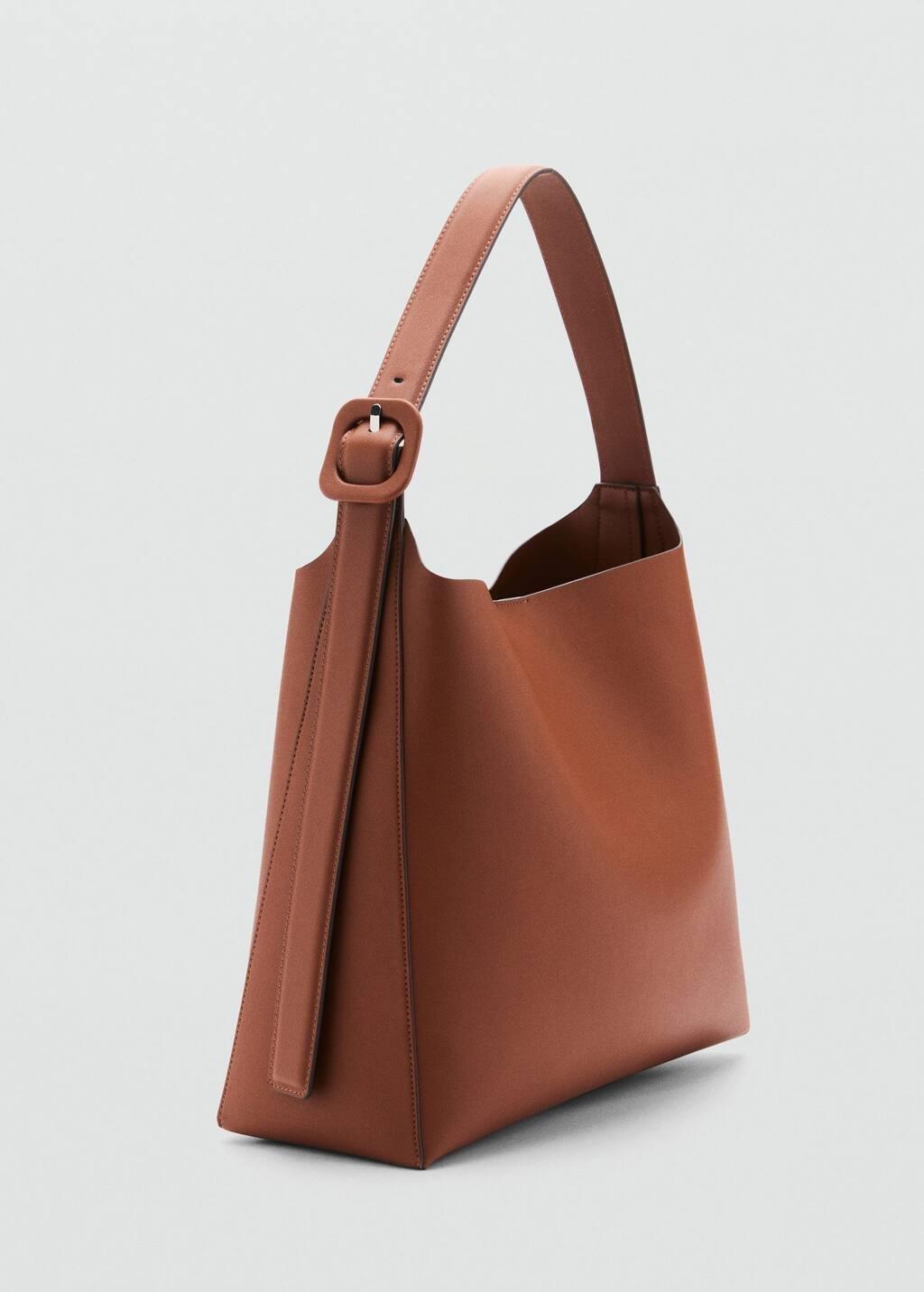 Brown Shopper Bag With Buckle, Medium Brown, large image number 0