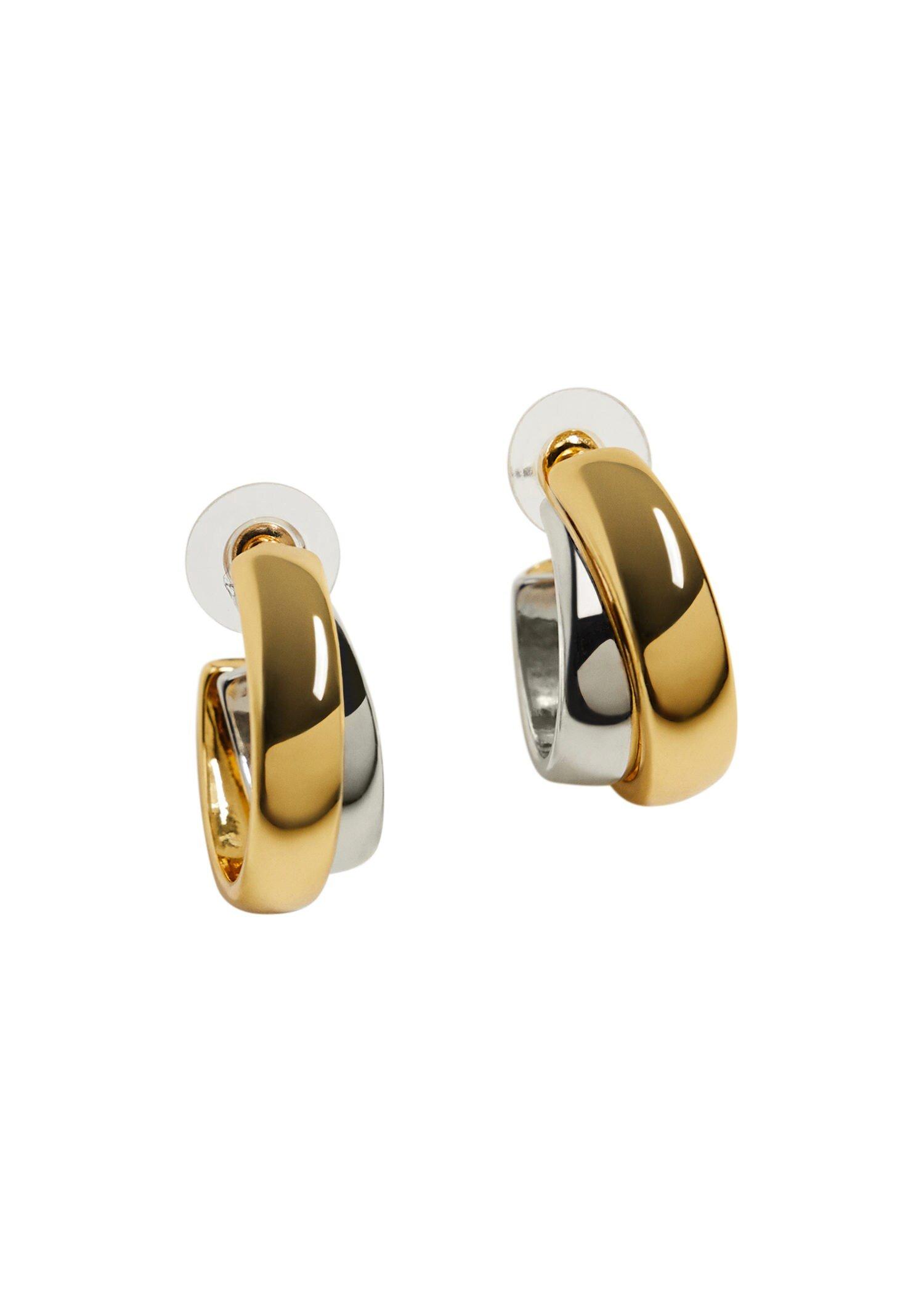 Gold Mixed Hoop Earrings, Women, , large image number 0
