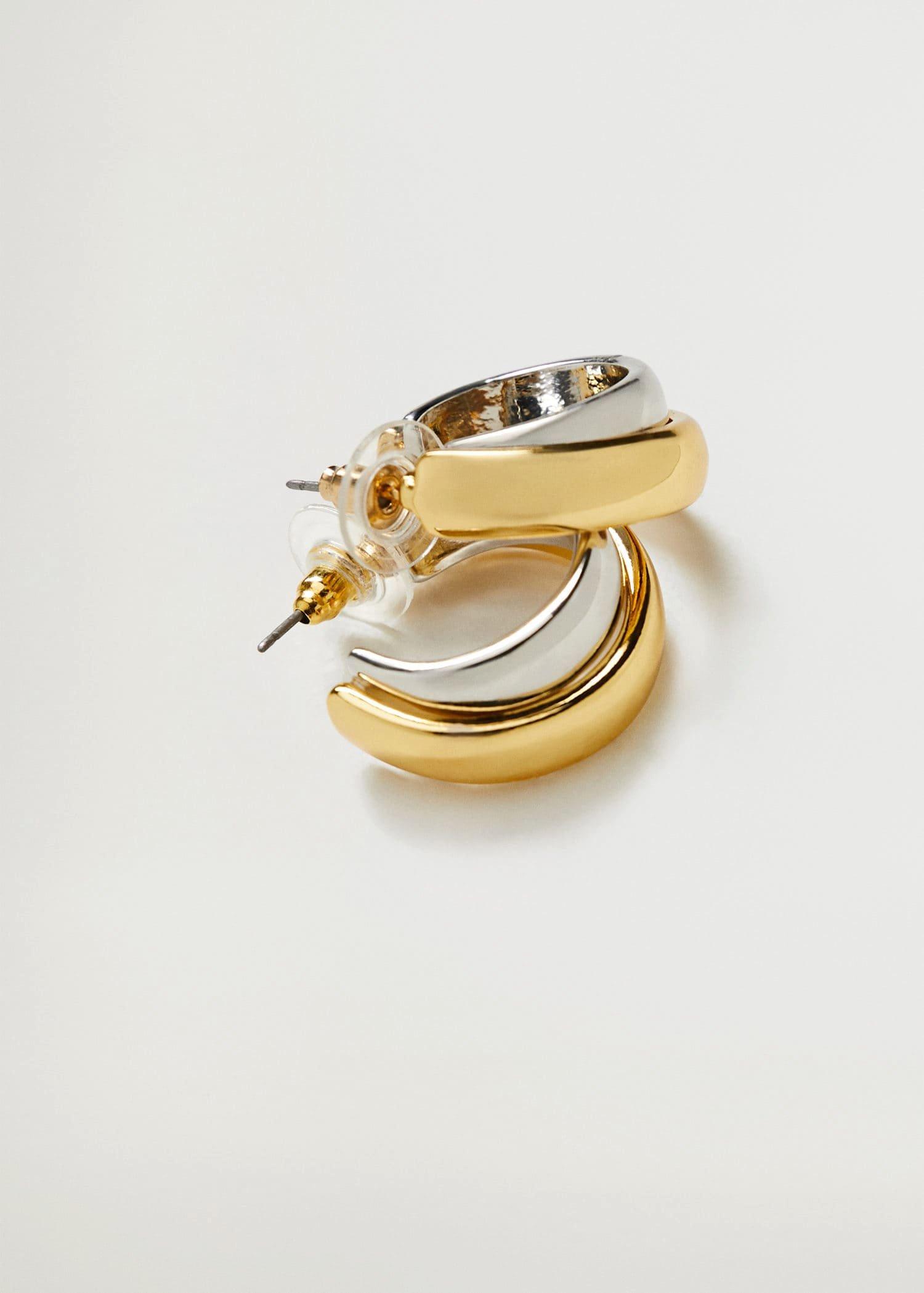 Gold Mixed Hoop Earrings, Women, , large image number 1