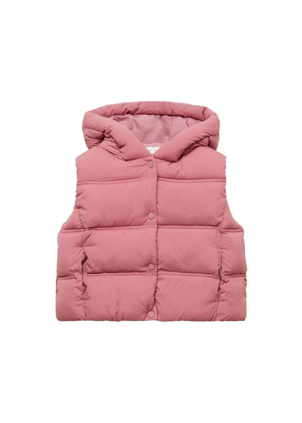 Pink Quilted Gilet With Hood, Kids Girl, , large image number 3