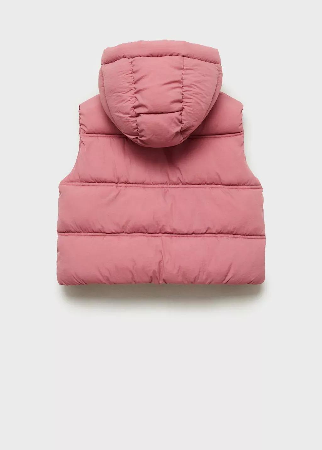 Pink Quilted Gilet With Hood, Kids Girl, , large image number 4