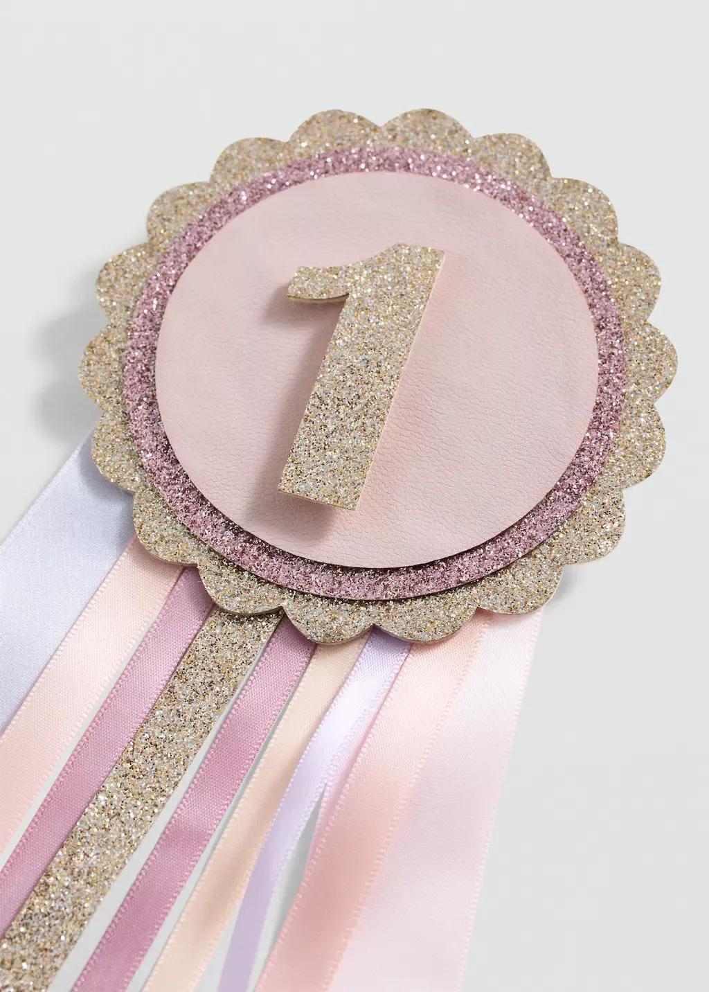 Gold Birthday Brooch, Kids Girl, Gold, large image number 1