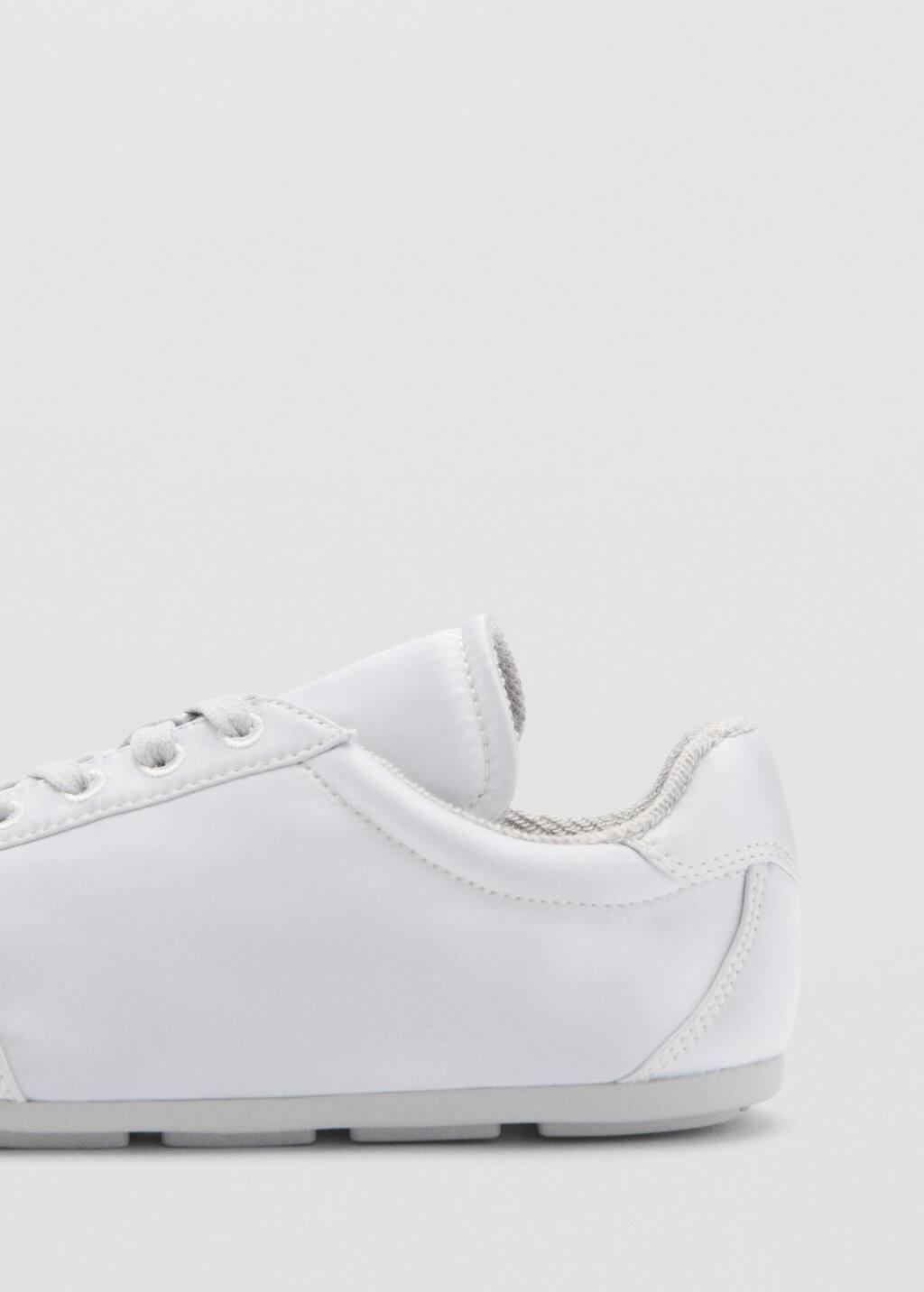 Silver Satin Lace-Up Trainers, , large image number 1