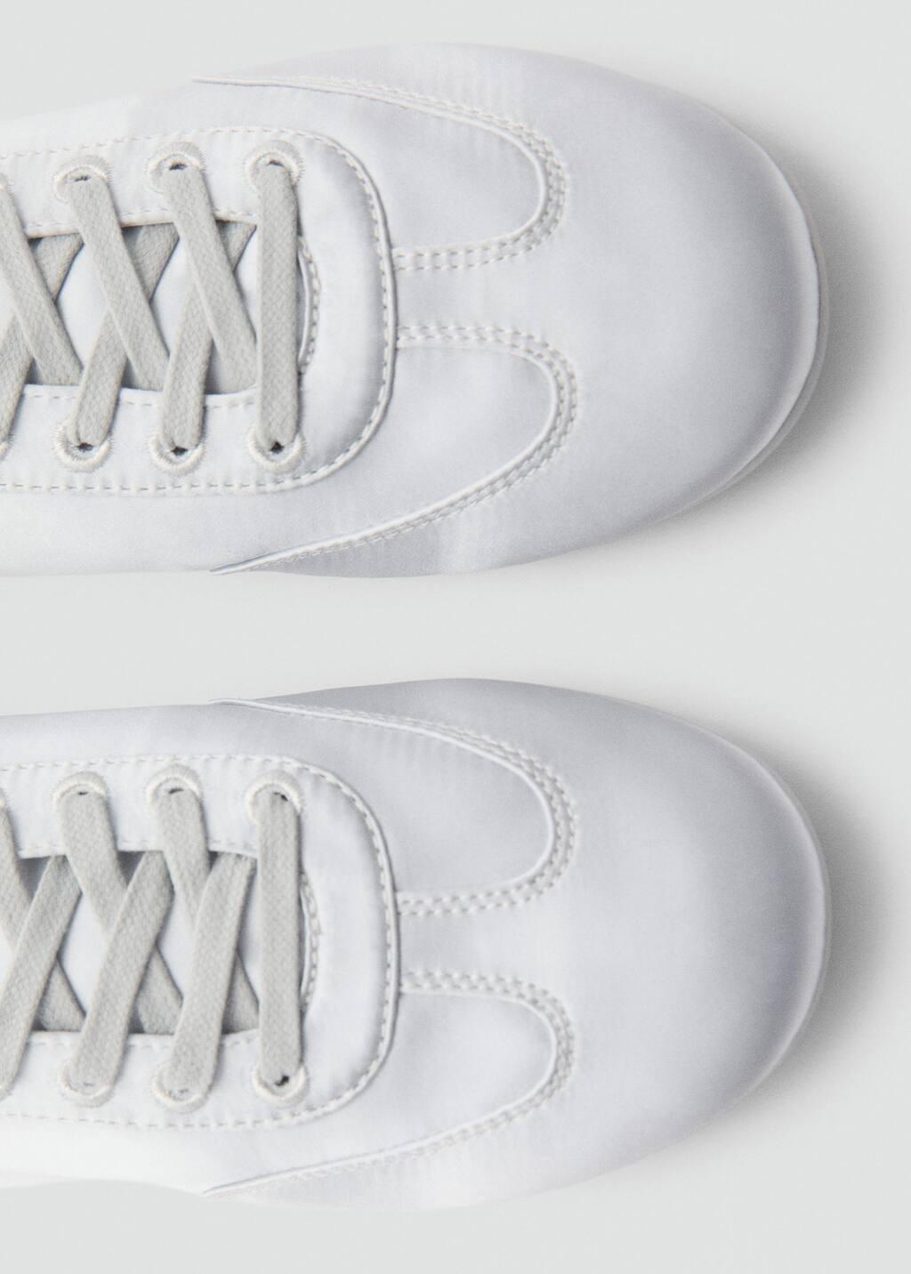 Silver Satin Lace-Up Trainers, , large image number 2