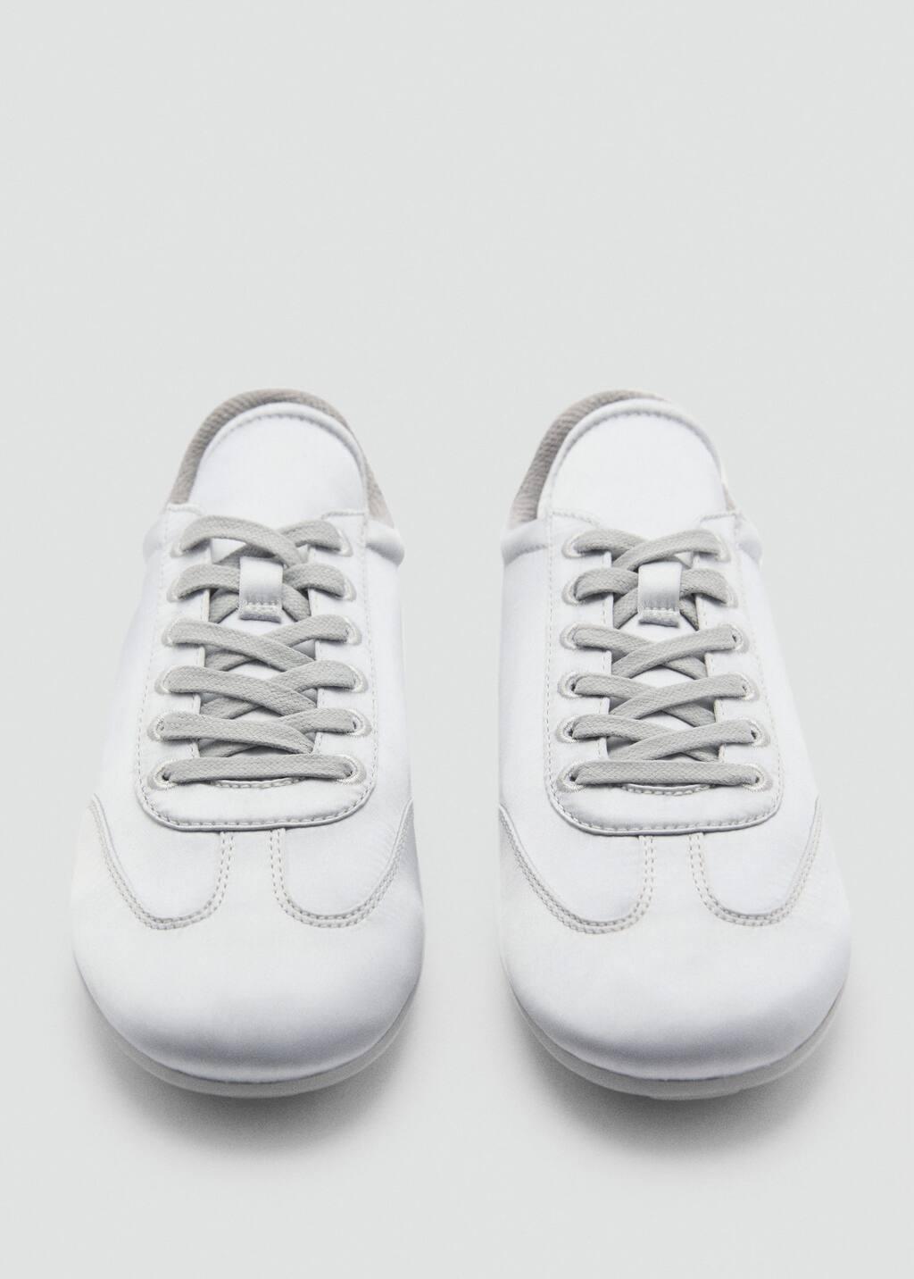 Silver Satin Lace-Up Trainers, , large image number 4