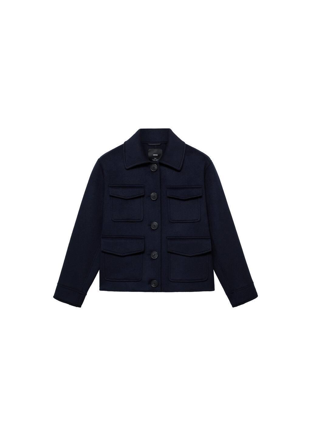 Navy Wool Jacket With Pockets, , large image number 0