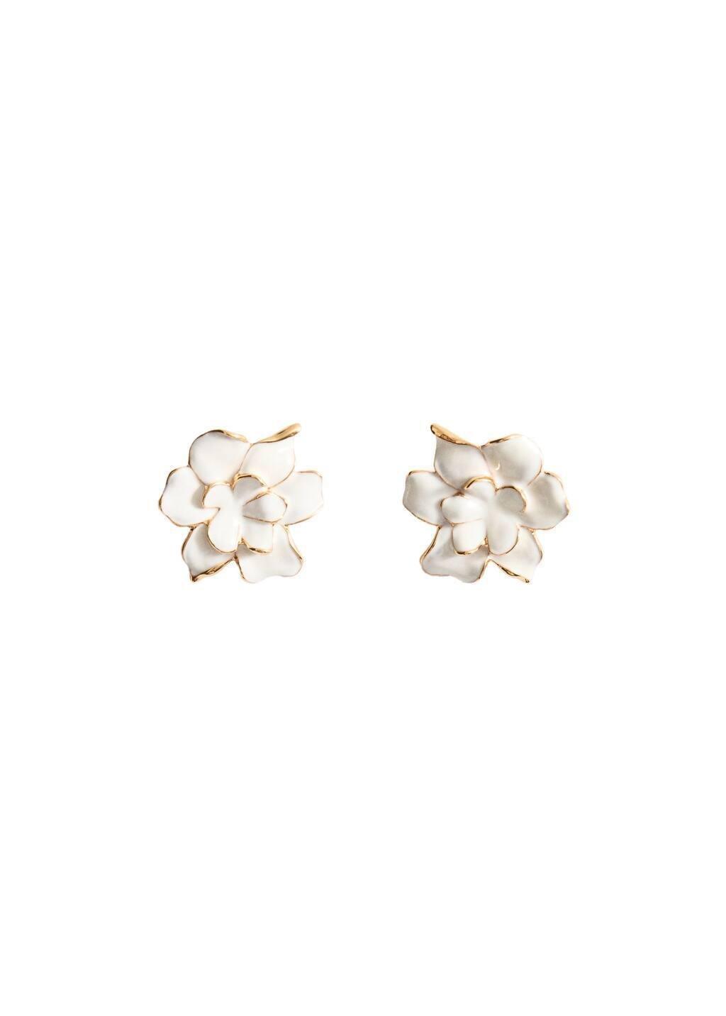 Beige Double-Flower Earrings, Light Beige, large image number 2