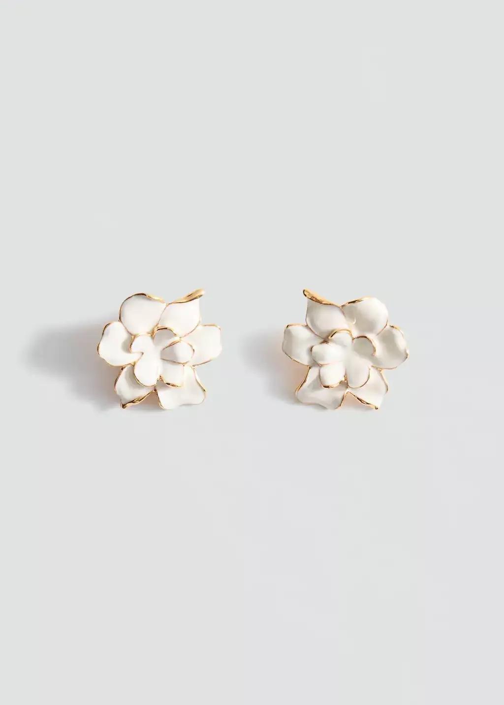 Beige Double-Flower Earrings, Light Beige, large image number 3