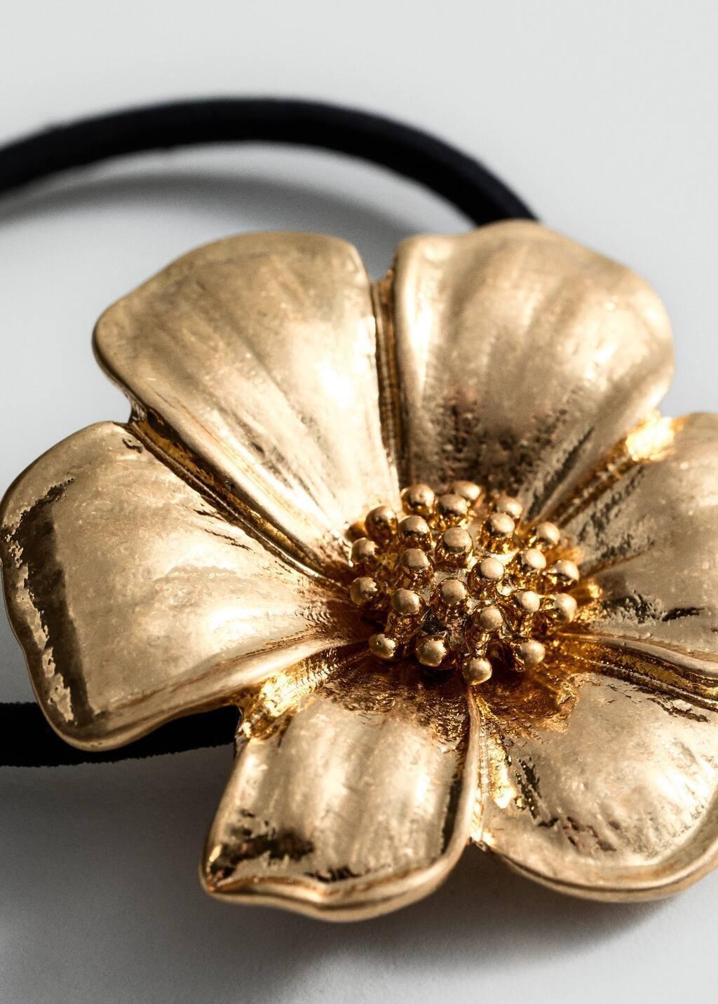 Gold Metallic Flower Rubber, Gold, large image number 0