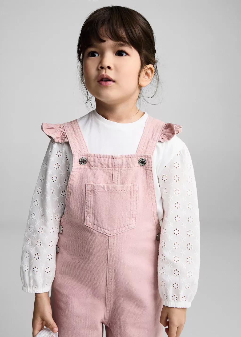 Pink Long Denim Dungarees, Baby Girl, , medium
