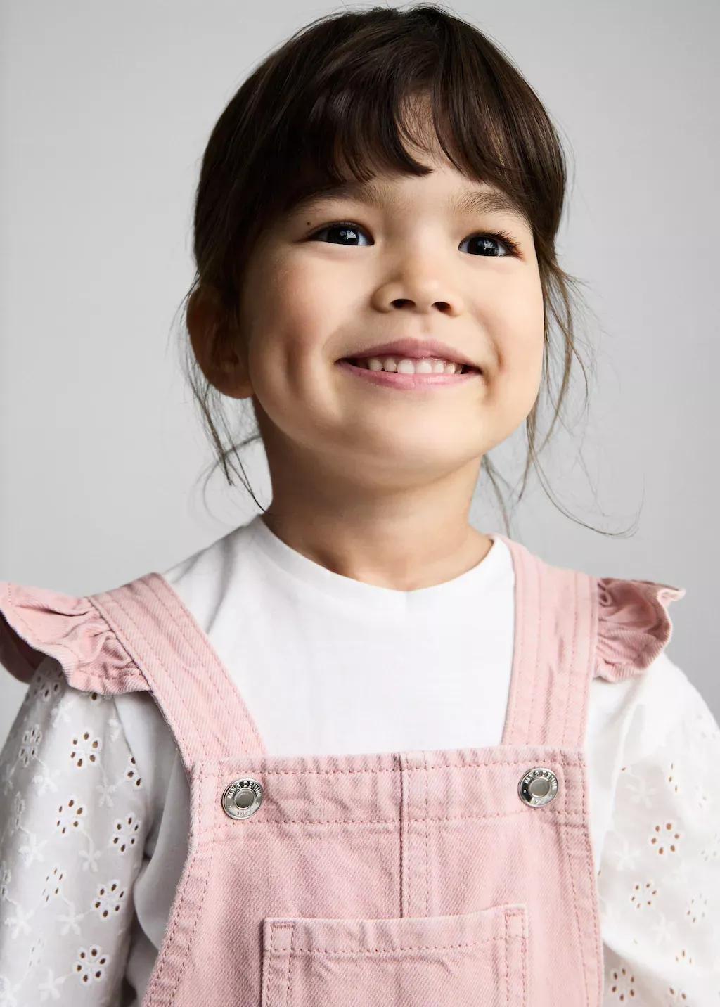 Pink Long Denim Dungarees, Baby Girl, , large image number 1