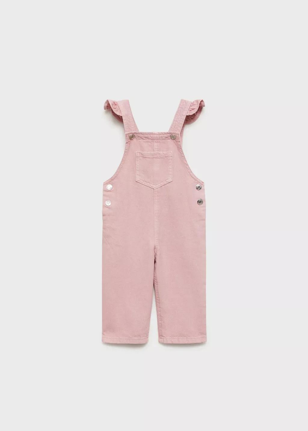 Pink Long Denim Dungarees, Baby Girl, , large image number 3