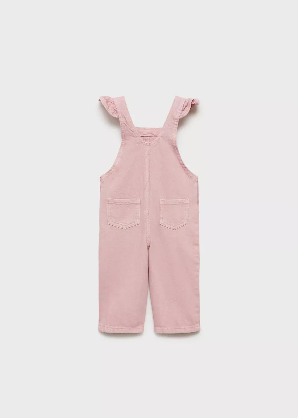 Pink Long Denim Dungarees, Baby Girl, , large image number 4