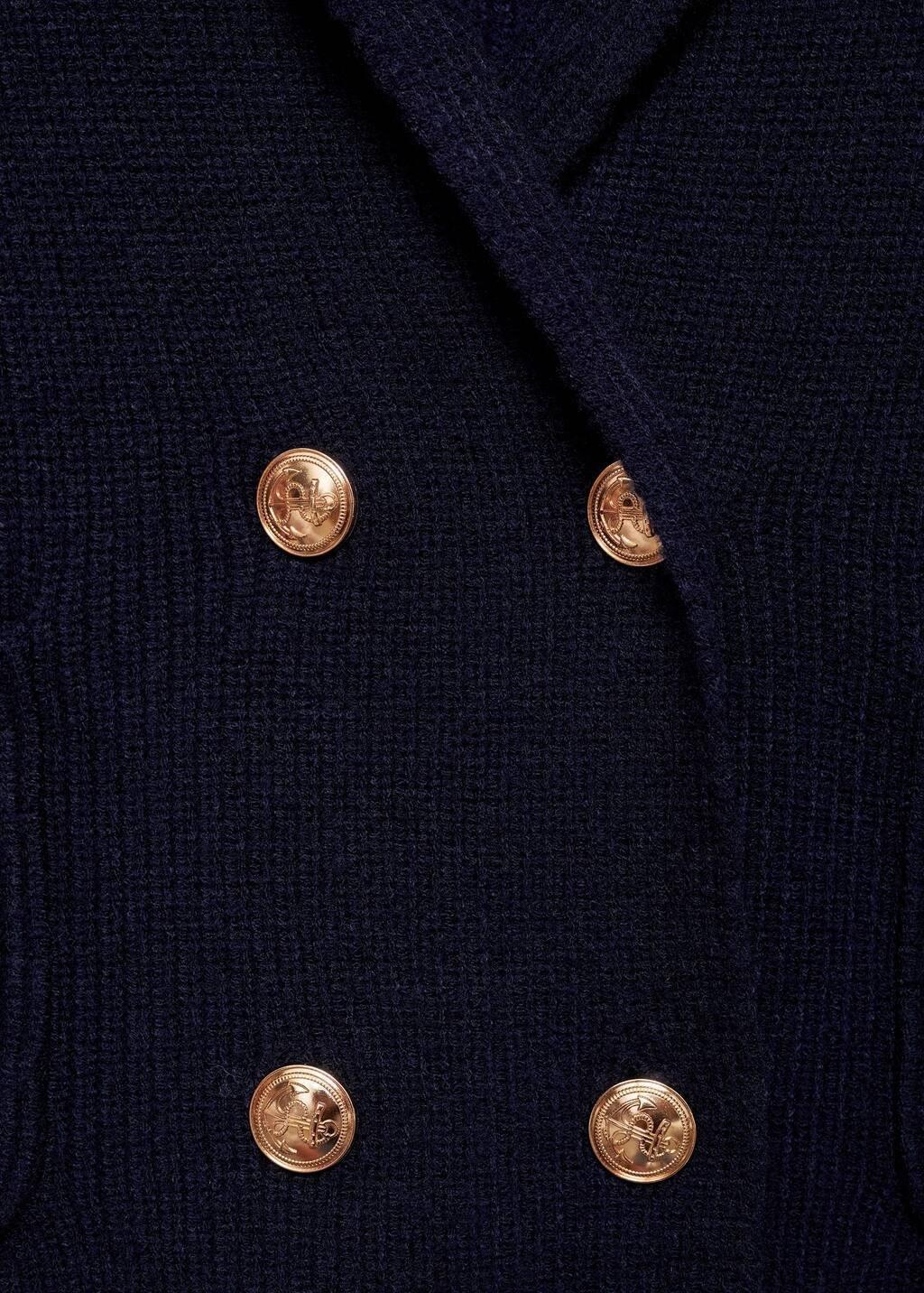 Navy Double-Breasted Knitted Jacket, , large image number 3