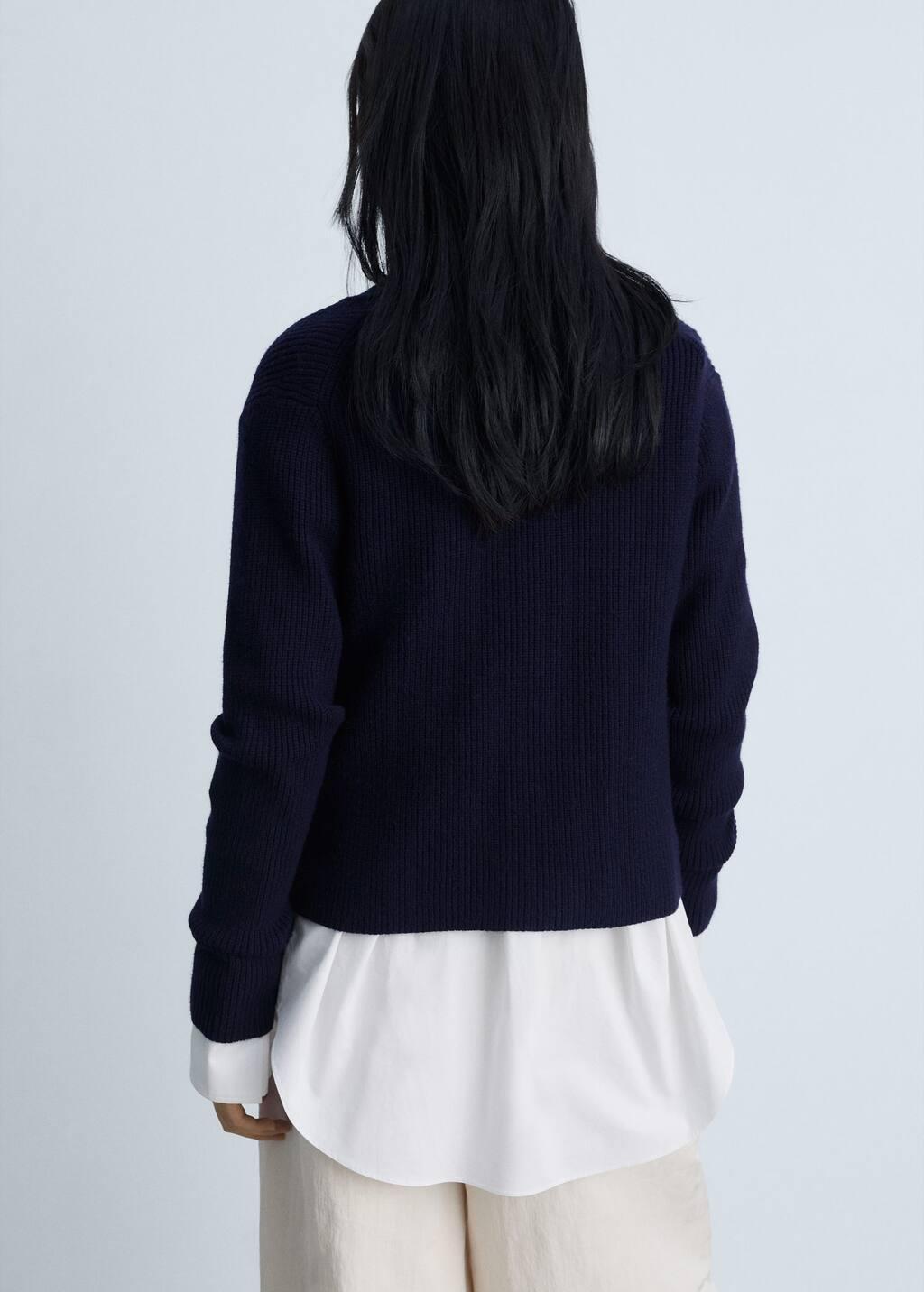 Navy Double-Breasted Knitted Jacket, , large image number 5