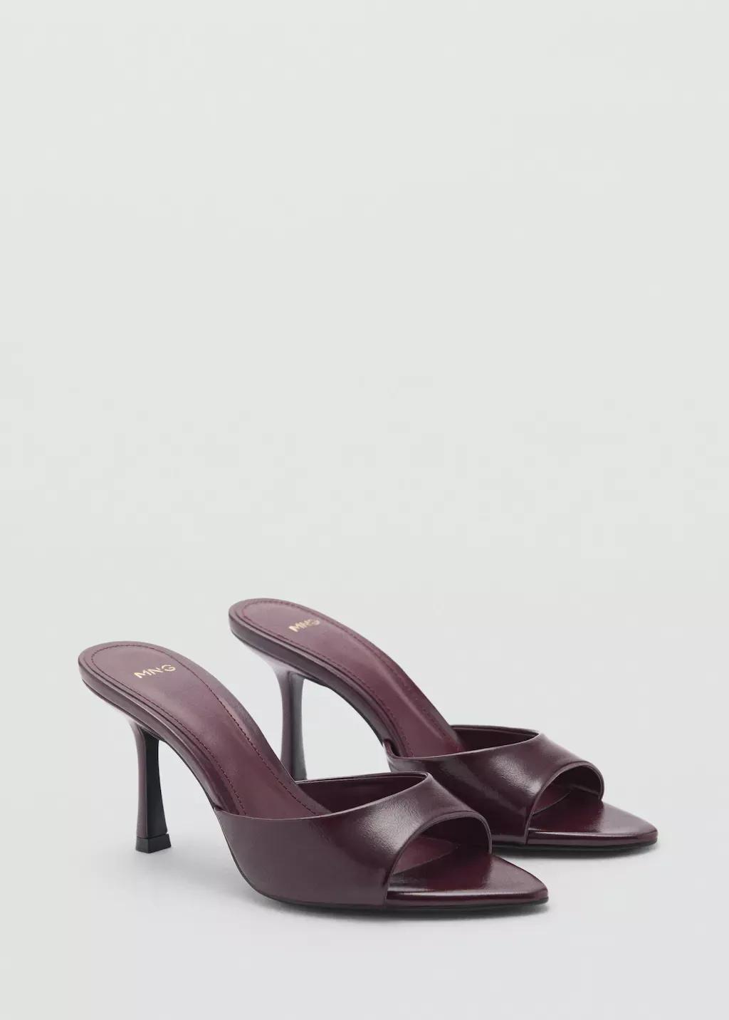 Burgundy Pointed Heel Sandals, , large image number 0