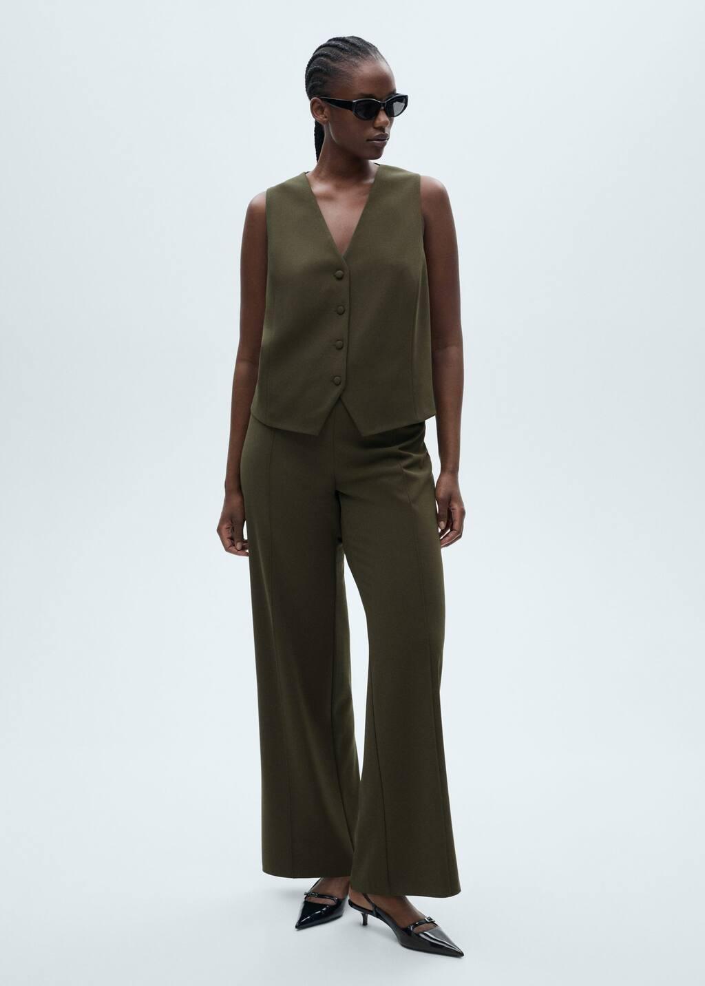 Khaki Suit Waistcoat With Buttons, , large image number 2