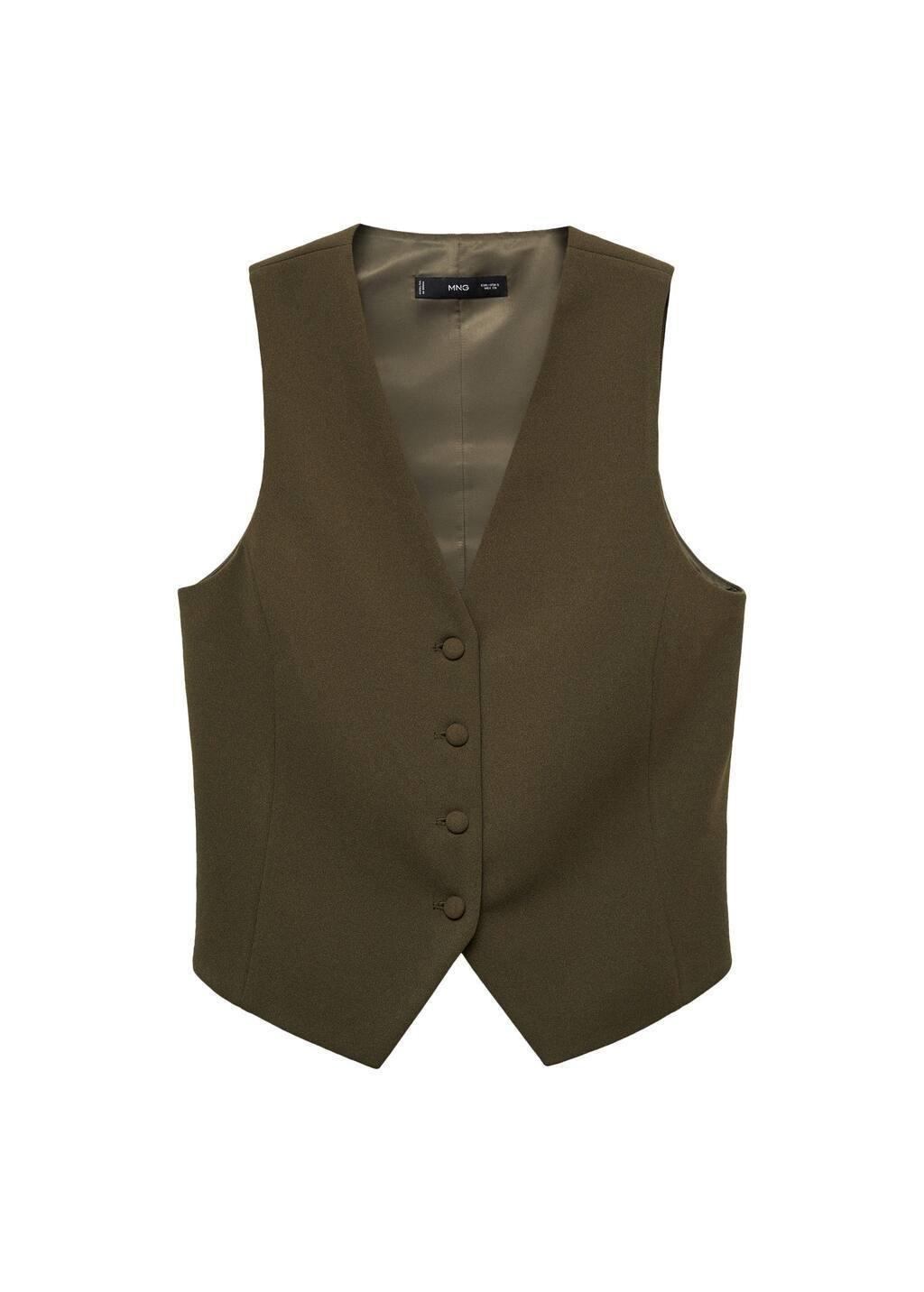 Khaki Suit Waistcoat With Buttons, , large image number 3