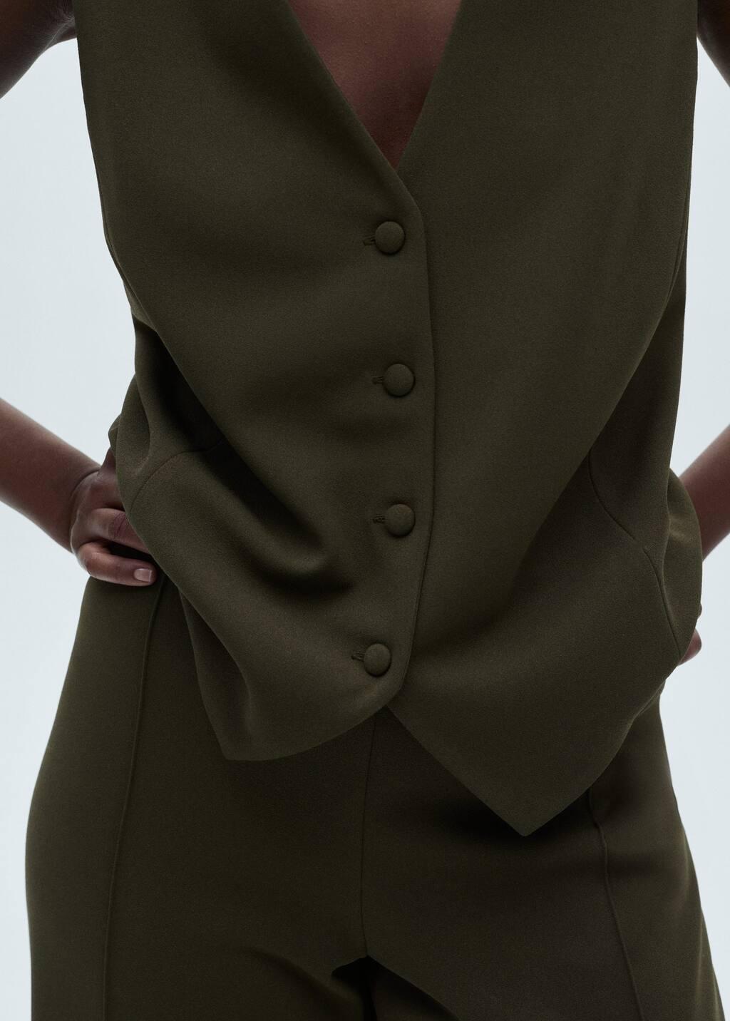 Khaki Suit Waistcoat With Buttons, , large image number 4