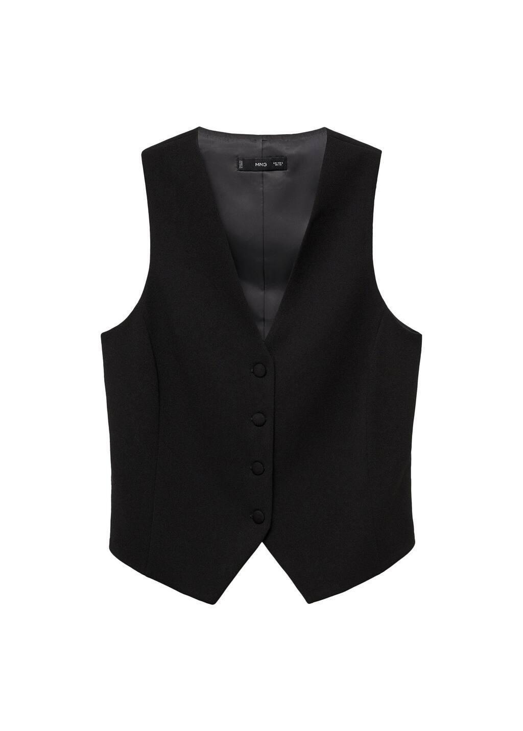 Black Suit Waistcoat With Buttons, , large image number 3