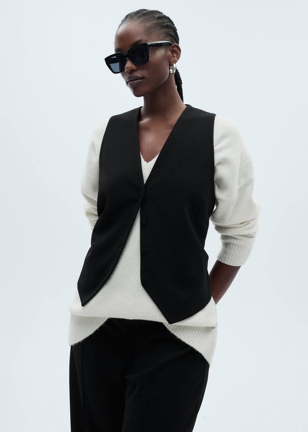 Black Suit Waistcoat With Buttons, , large image number 6