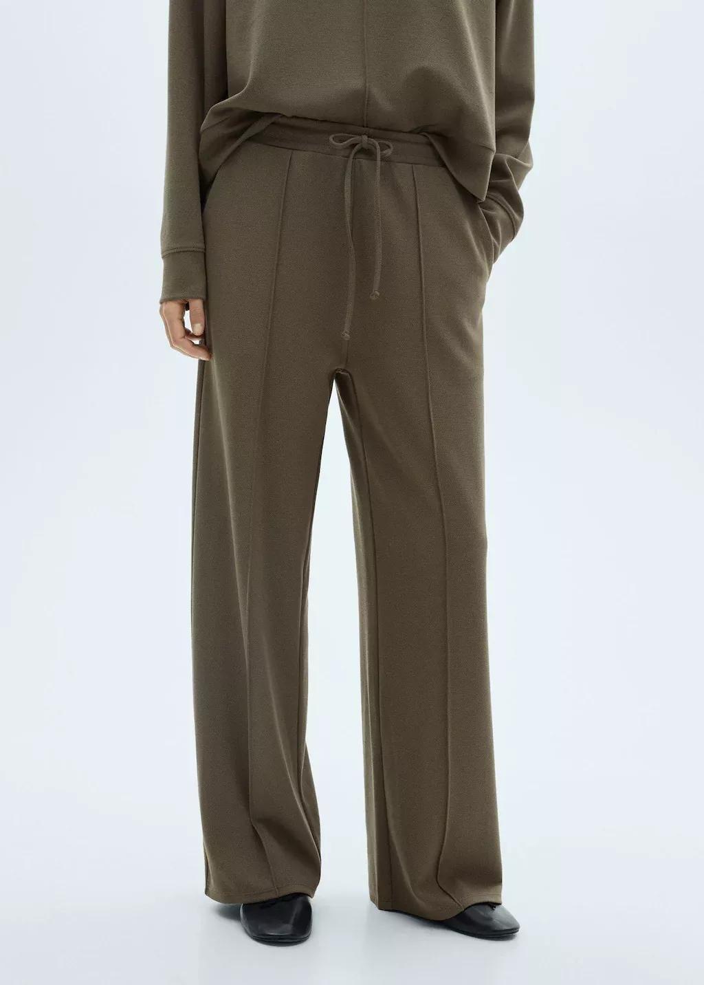Khaki Wideleg Jogger Trousers, , medium