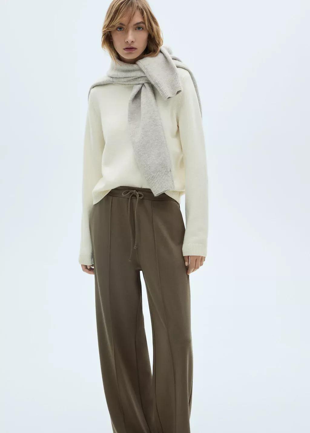Khaki Wideleg Jogger Trousers, , large image number 1