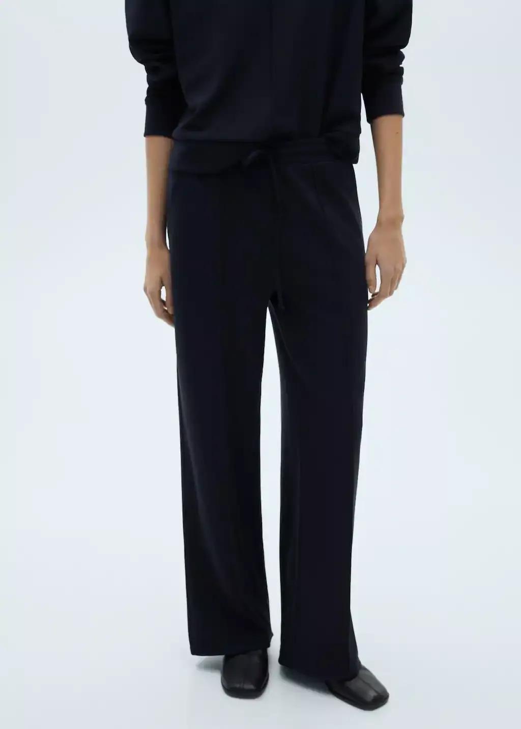 Navy Wideleg Jogger Trousers, , medium