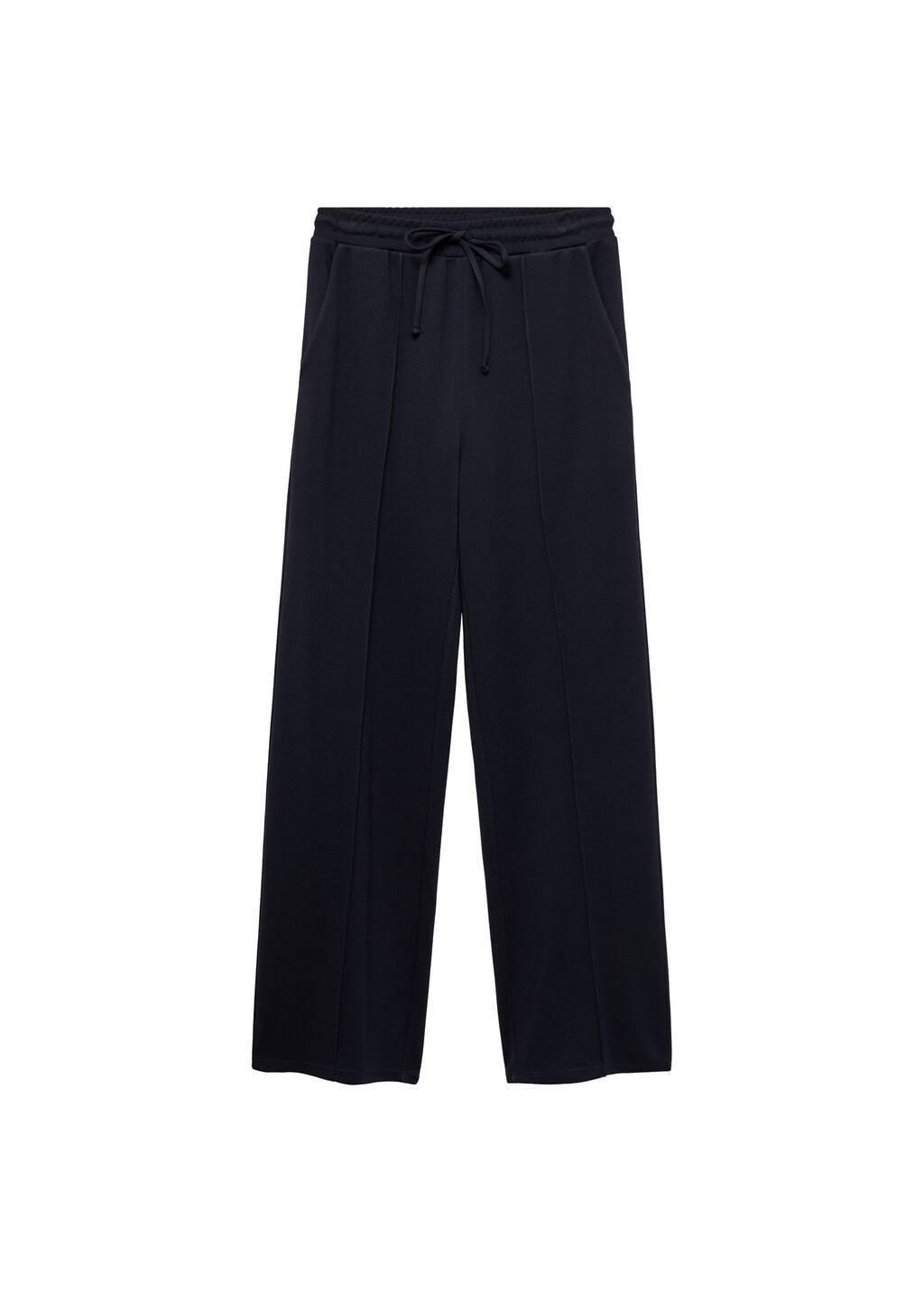 Navy Wideleg Jogger Trousers, , large image number 3