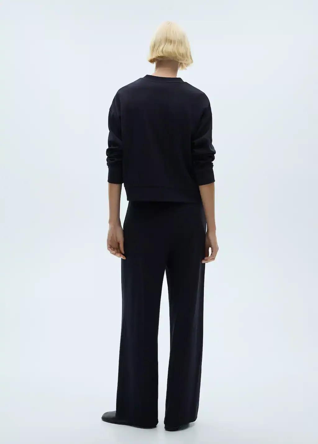 Navy Wideleg Jogger Trousers, , large image number 4