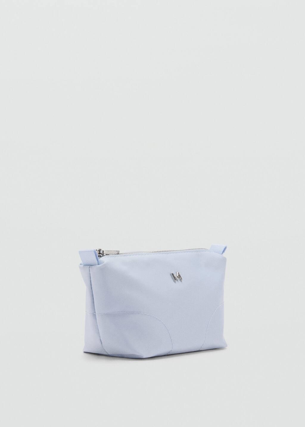 Blue Lt Pastel Zipped Nylon Cosmetics Bag, , medium