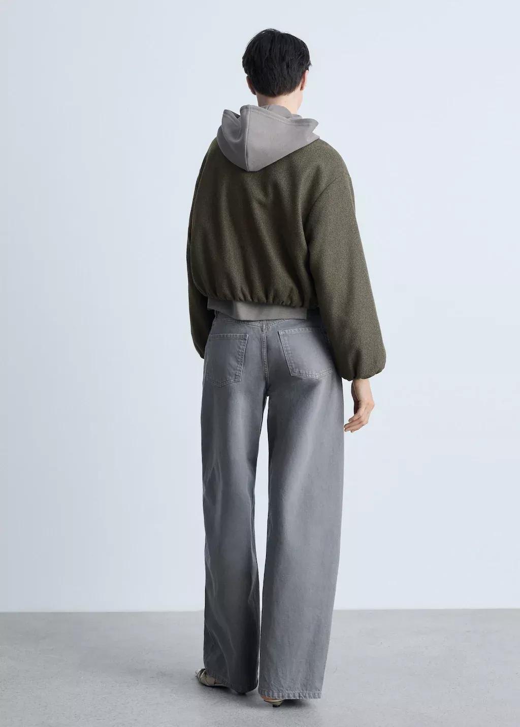 Khaki Gathered Bomber Jacket, , large image number 5