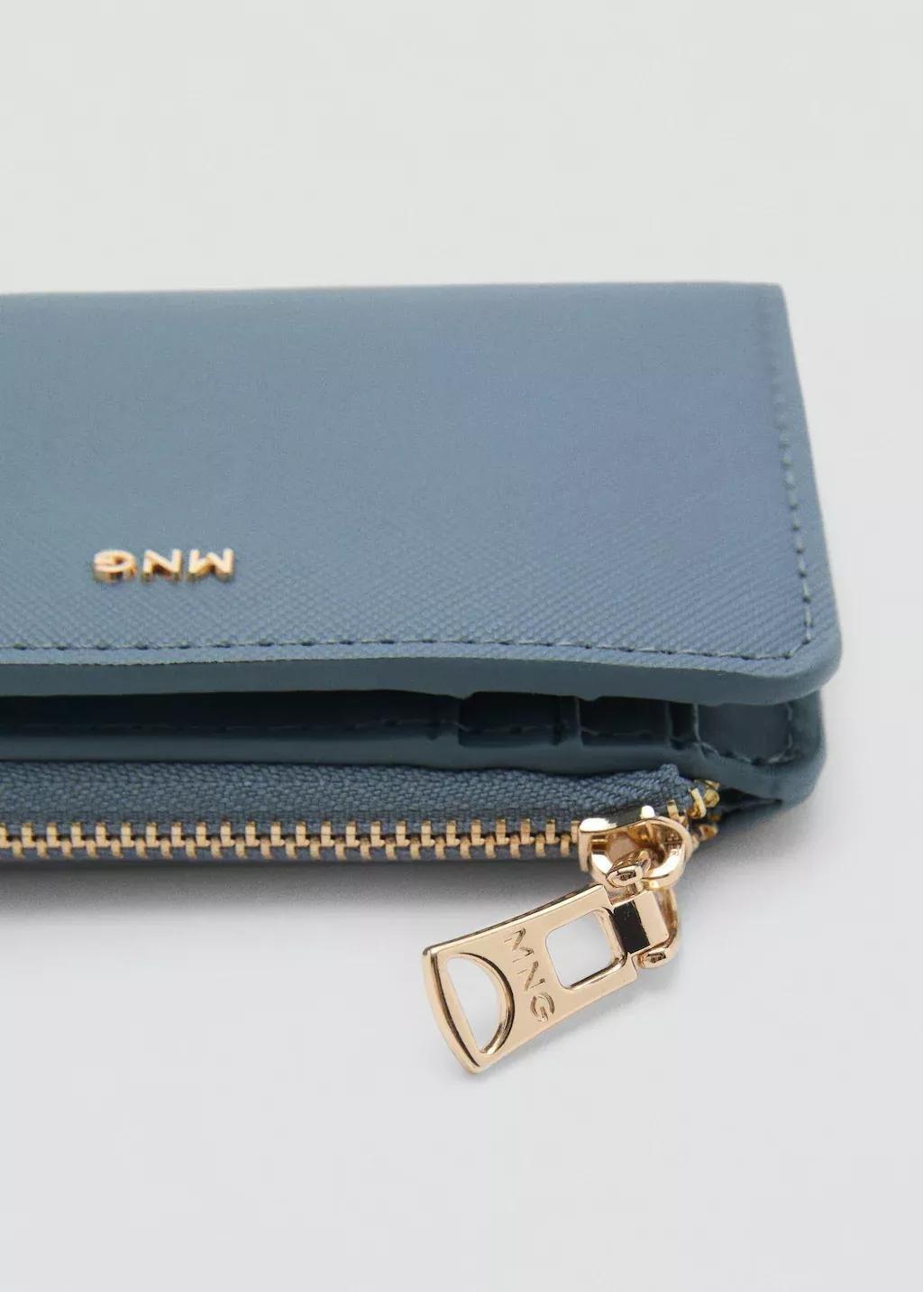 Blue Lt Pastel Saffiano-Effect Folded Wallet, Light-Pastel Blue, large image number 1