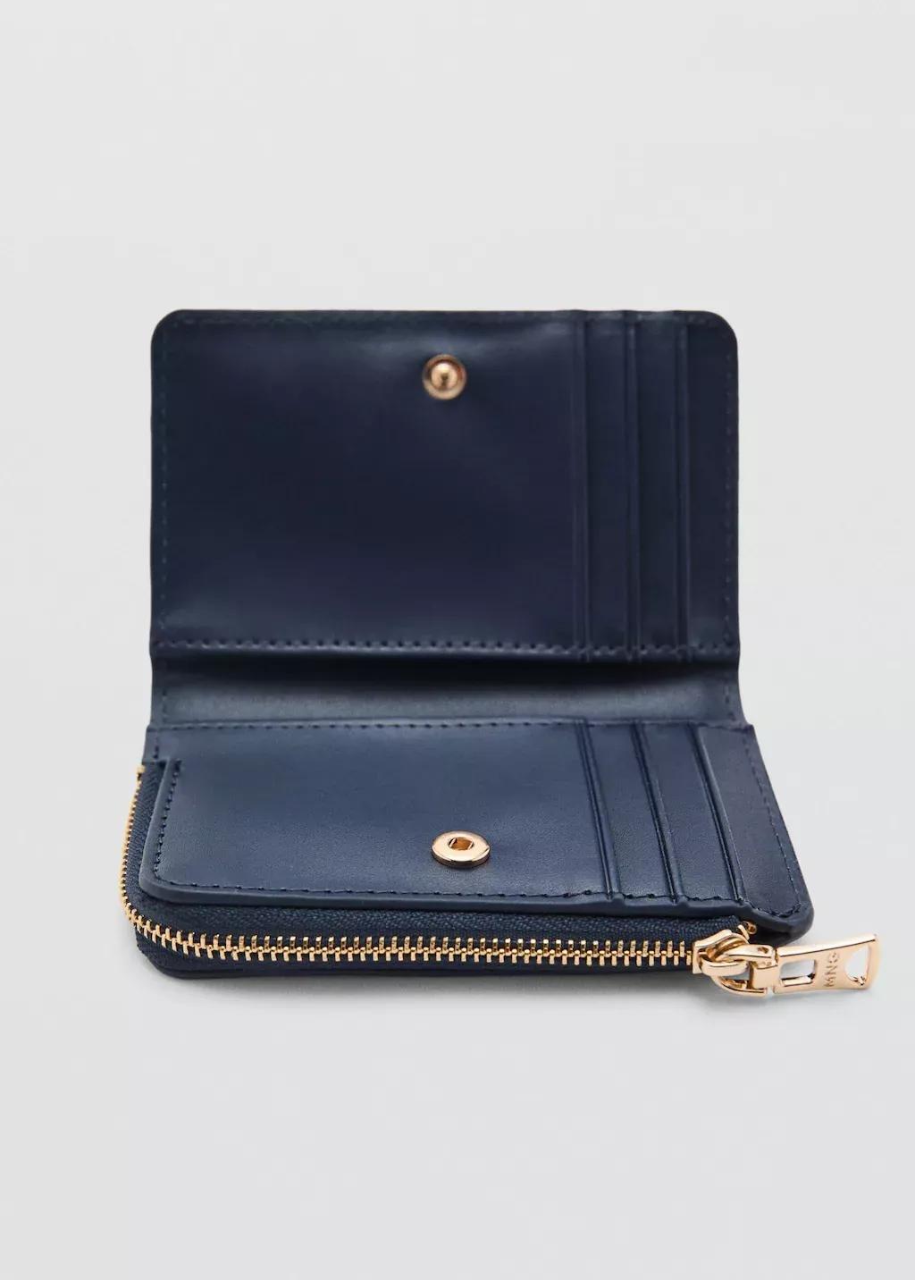Blue Saffiano-Effect Folded Wallet, , medium