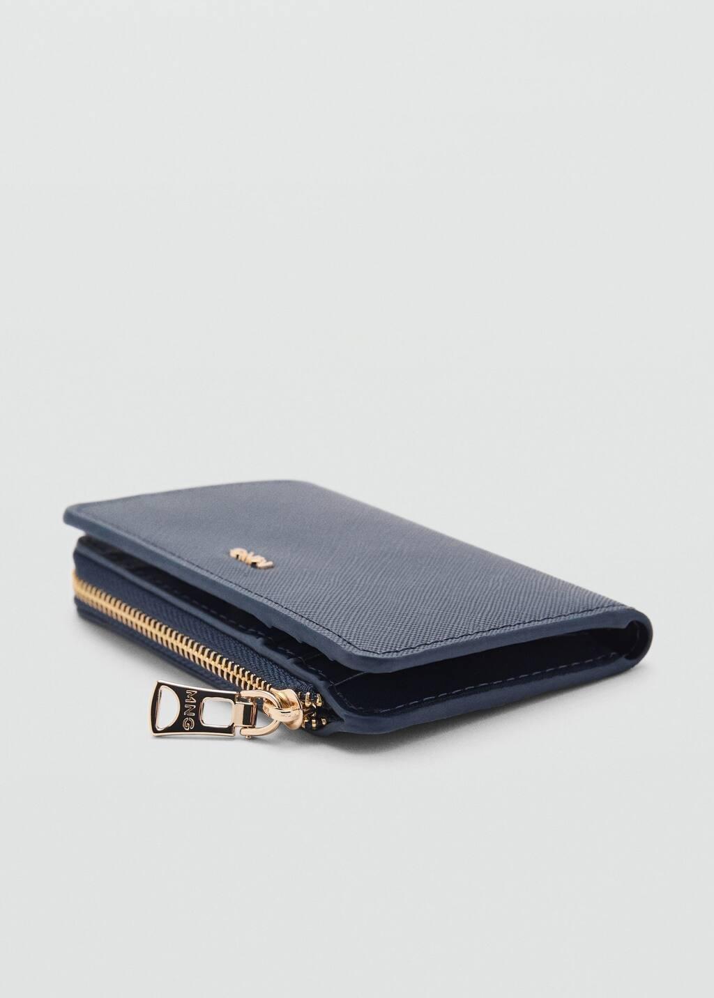 Blue Saffiano-Effect Folded Wallet, 0201_52, large image number 1