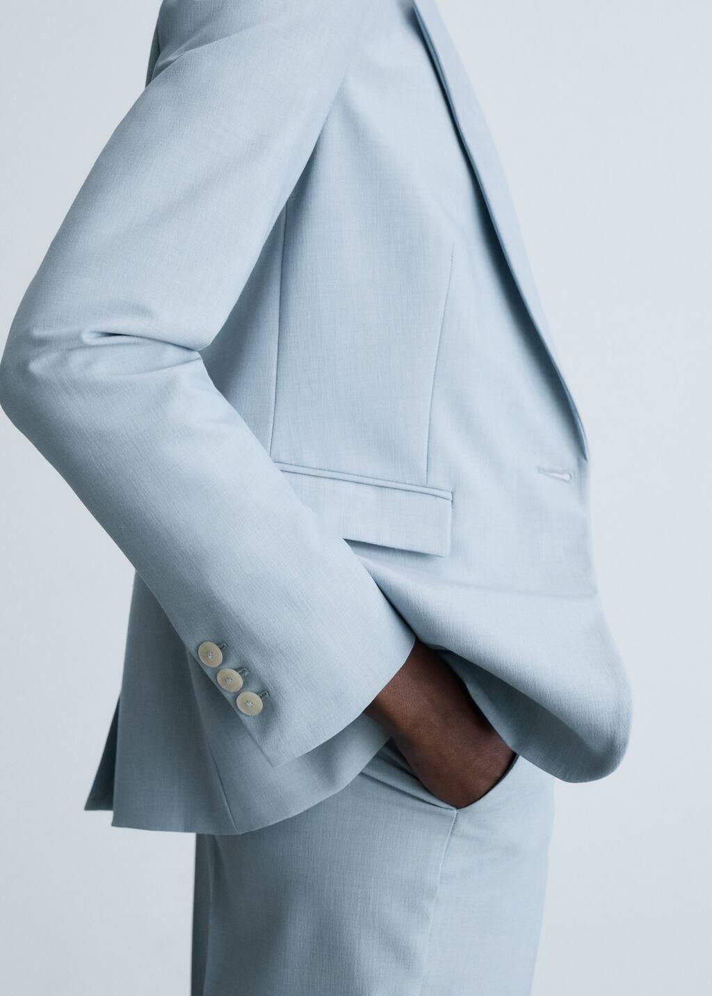 Blue Lt Pastel Fitted Suit Jacket, , large image number 1