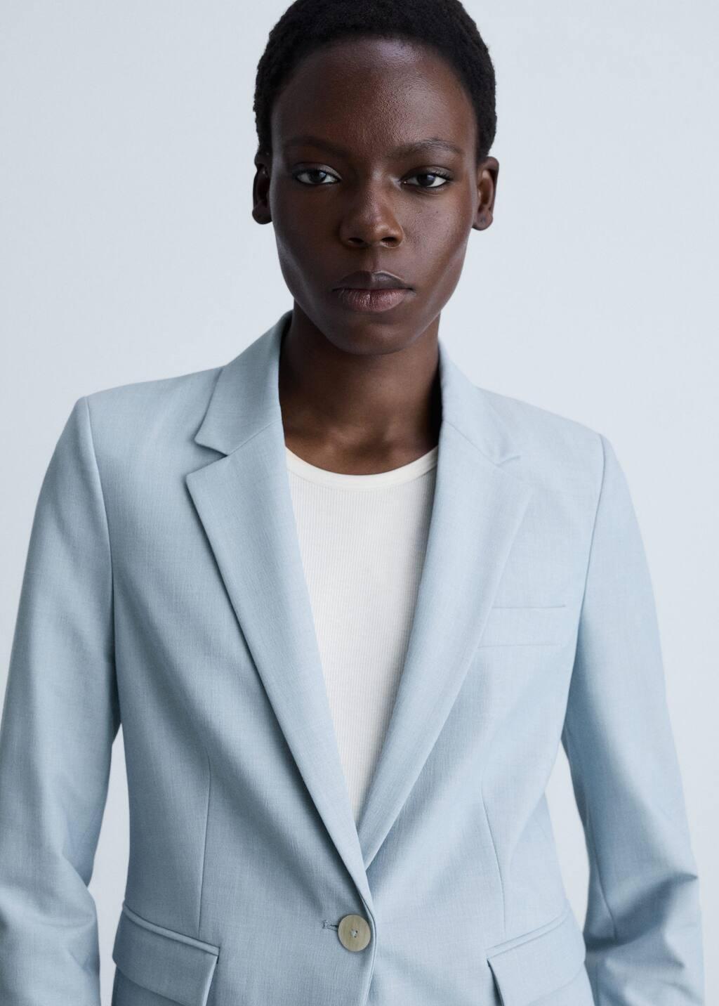 Blue Lt Pastel Fitted Suit Jacket, , large image number 2