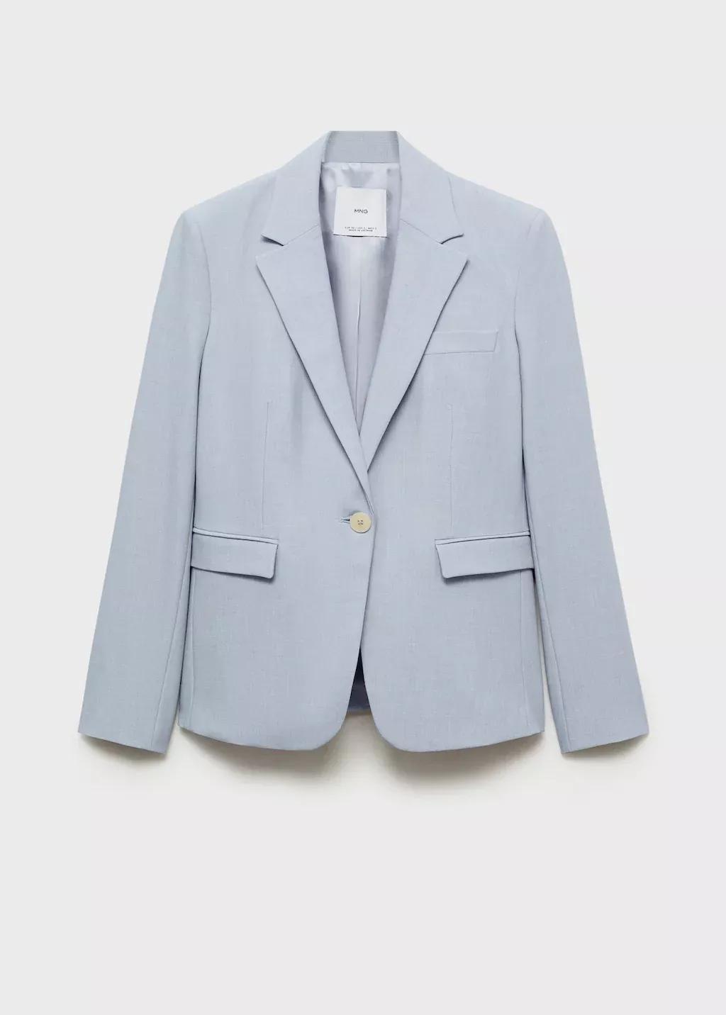 Blue Lt Pastel Fitted Suit Jacket, , large image number 4