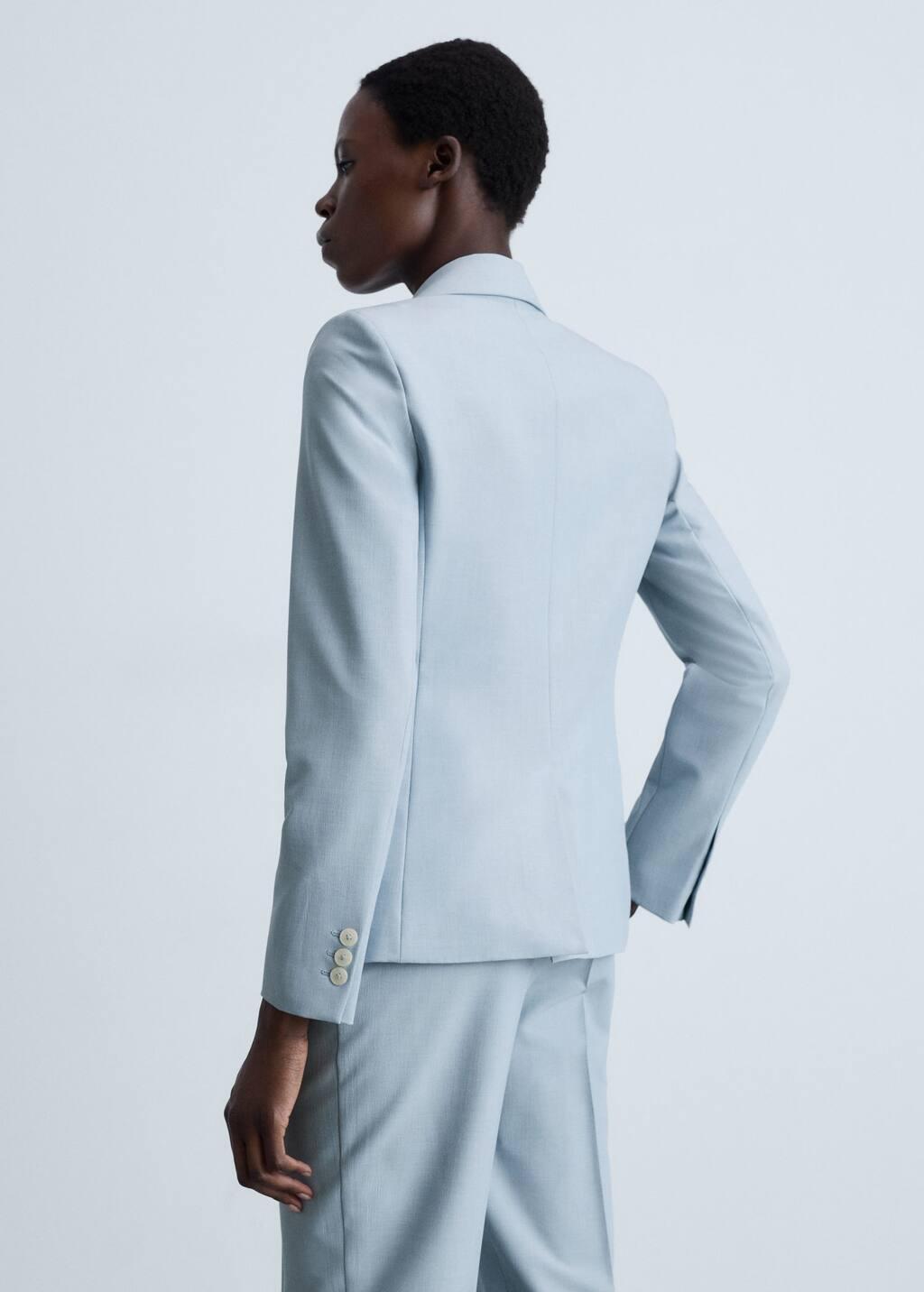 Blue Lt Pastel Fitted Suit Jacket, , large image number 6