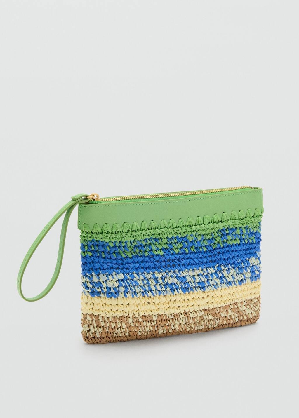 Green Natural Fibre Degrad� Clutch, Green, large image number 0
