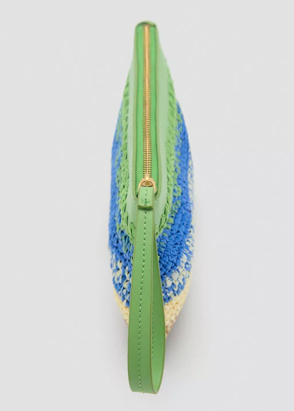Green Natural Fibre Degrad� Clutch, Green, large image number 1